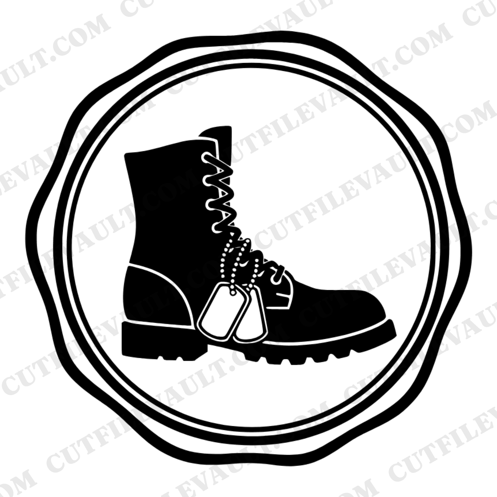 Memorial Day Combat Boot Dog Tags SVG PNG Cut File Emblem Patriotic Military Tribute Design