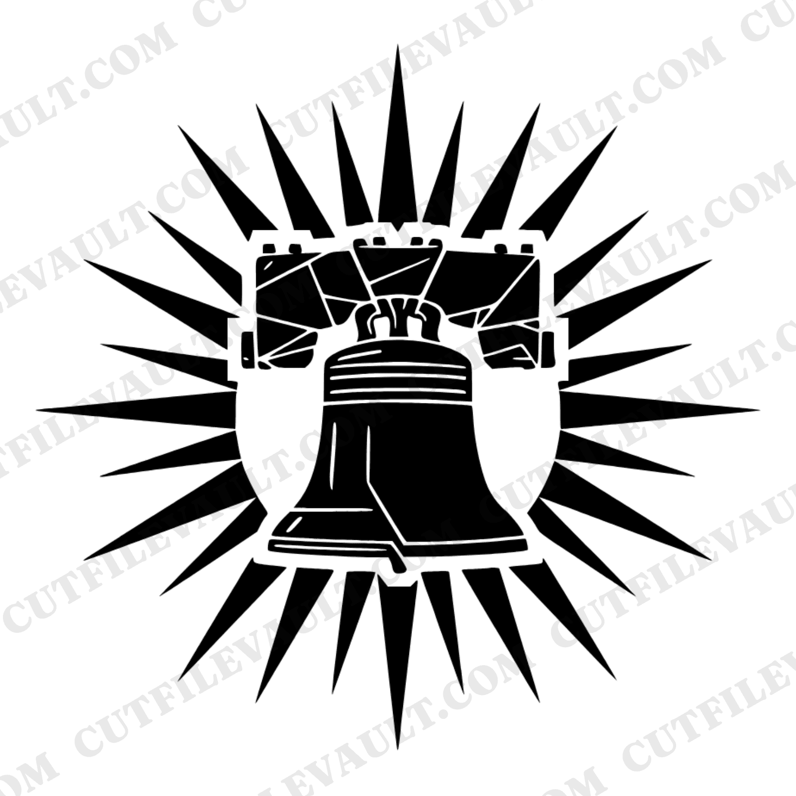 Liberty Bell Starburst SVG PNG, Fourth of July Patriotic Geometric Cut File, Independence Day Design