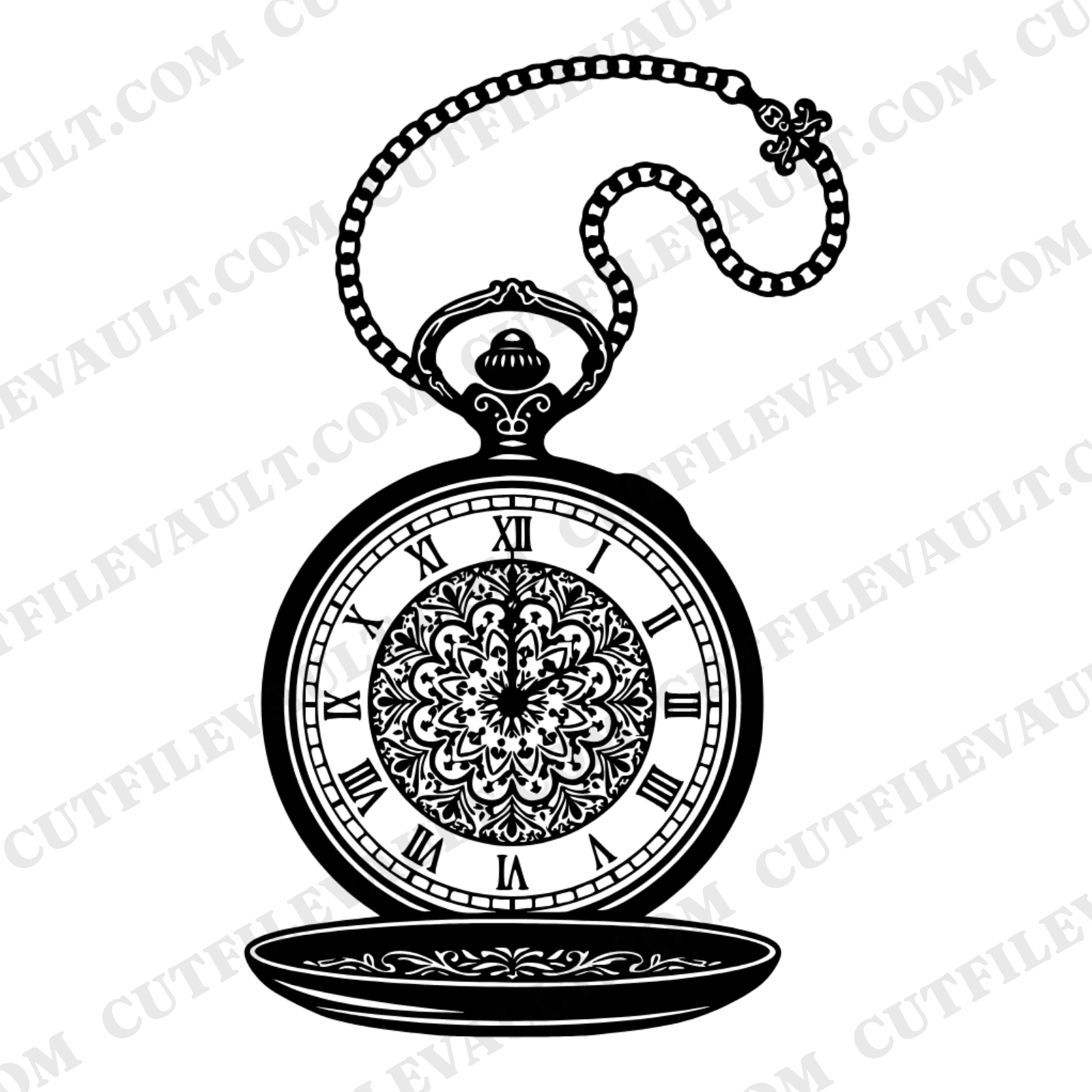 Vintage Pocket Watch SVG PNG, 11:11 Wish Time Botanical Mandala Cut File, Wedding Love Gift Design