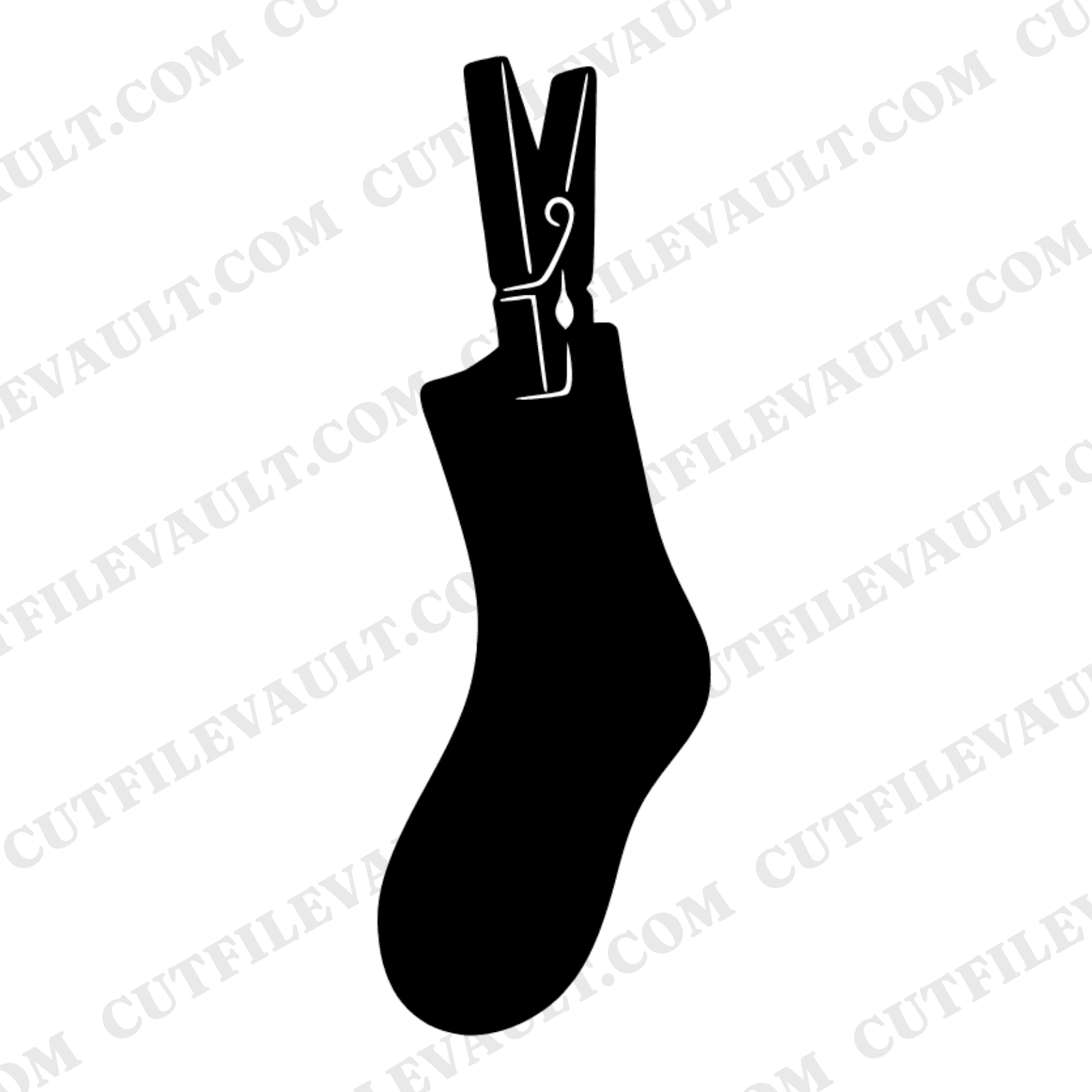 Lost Sock Day SVG PNG, Clothespin Sock Clipart, Laundry Room Decor Cut File, Whimsical Sock Design