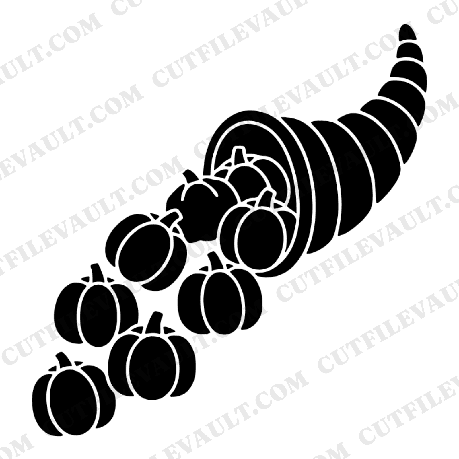 Retro Groovy Cornucopia SVG PNG, 70s Thanksgiving Harvest Basket Cut File, Scandinavian Line Art