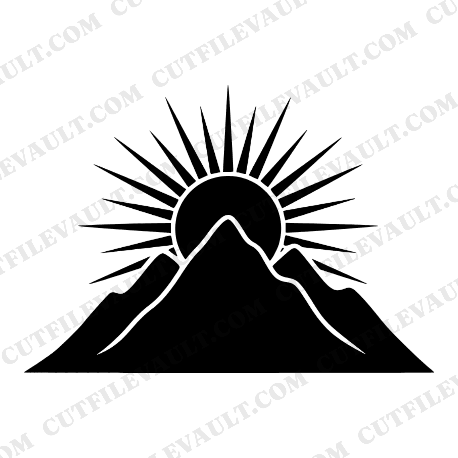 Summer Solstice SVG PNG, Boho Mountain Sunset Layered Cut File, Retro 70s Sun Rays Design for Cricut