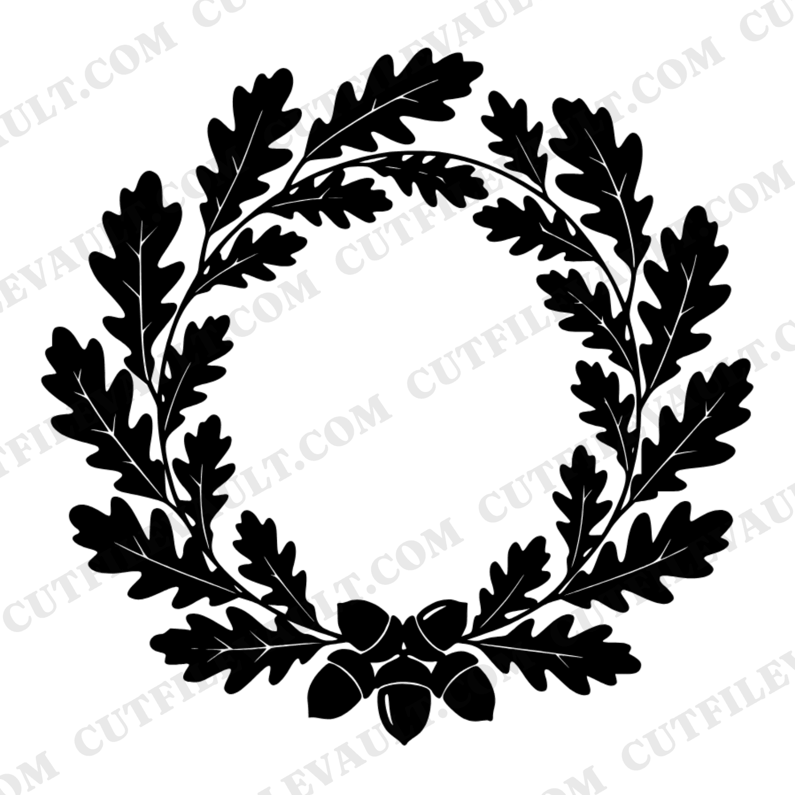 Oak Leaf Wreath SVG PNG Memorial Day Acorn Cluster Cut File Celestial Mystical Strength Remembrance
