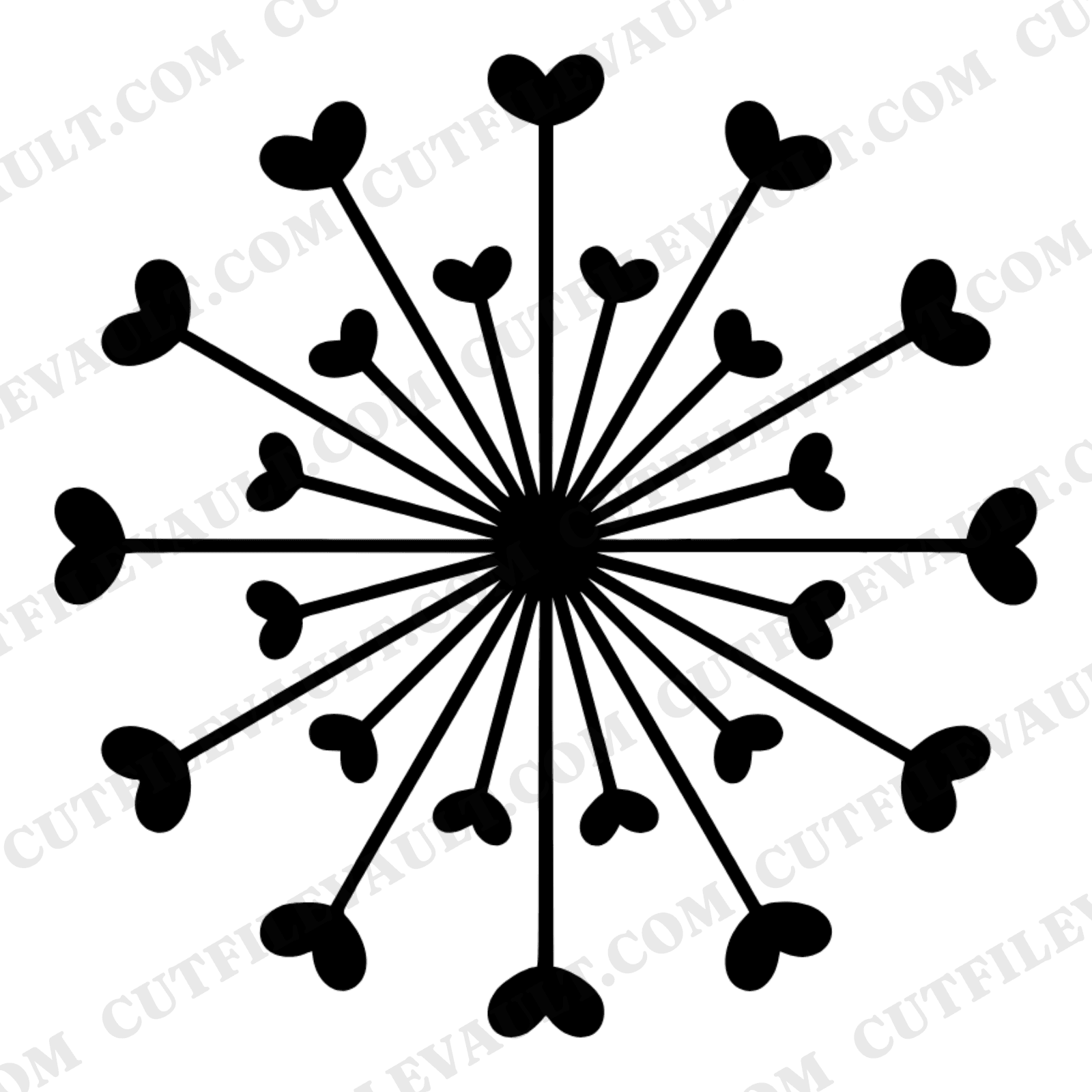 Summer Solstice Dandelion SVG PNG, Starburst Silhouette Cut File, Scandinavian Line Art Design