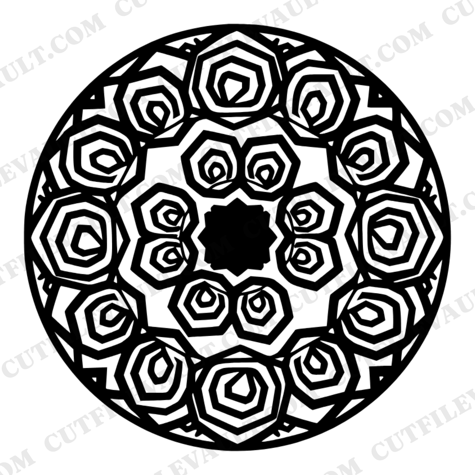 June Wedding Cake Tier Top View Mandala SVG PNG, Modern Brutalist Geometric Frosting Rosette Design