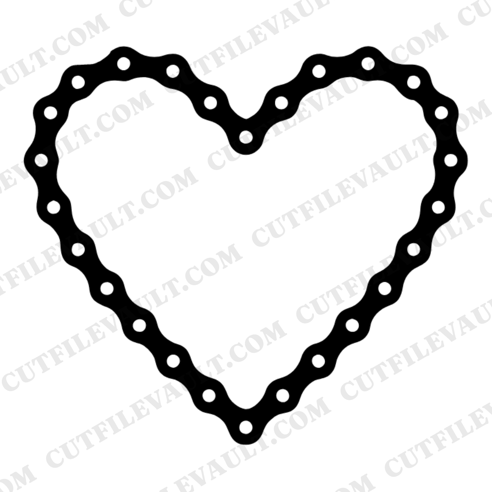 Bicycle Chain Heart SVG PNG, Cycling Love Cut File, Bike Chain Silhouette for Cricut — view 1