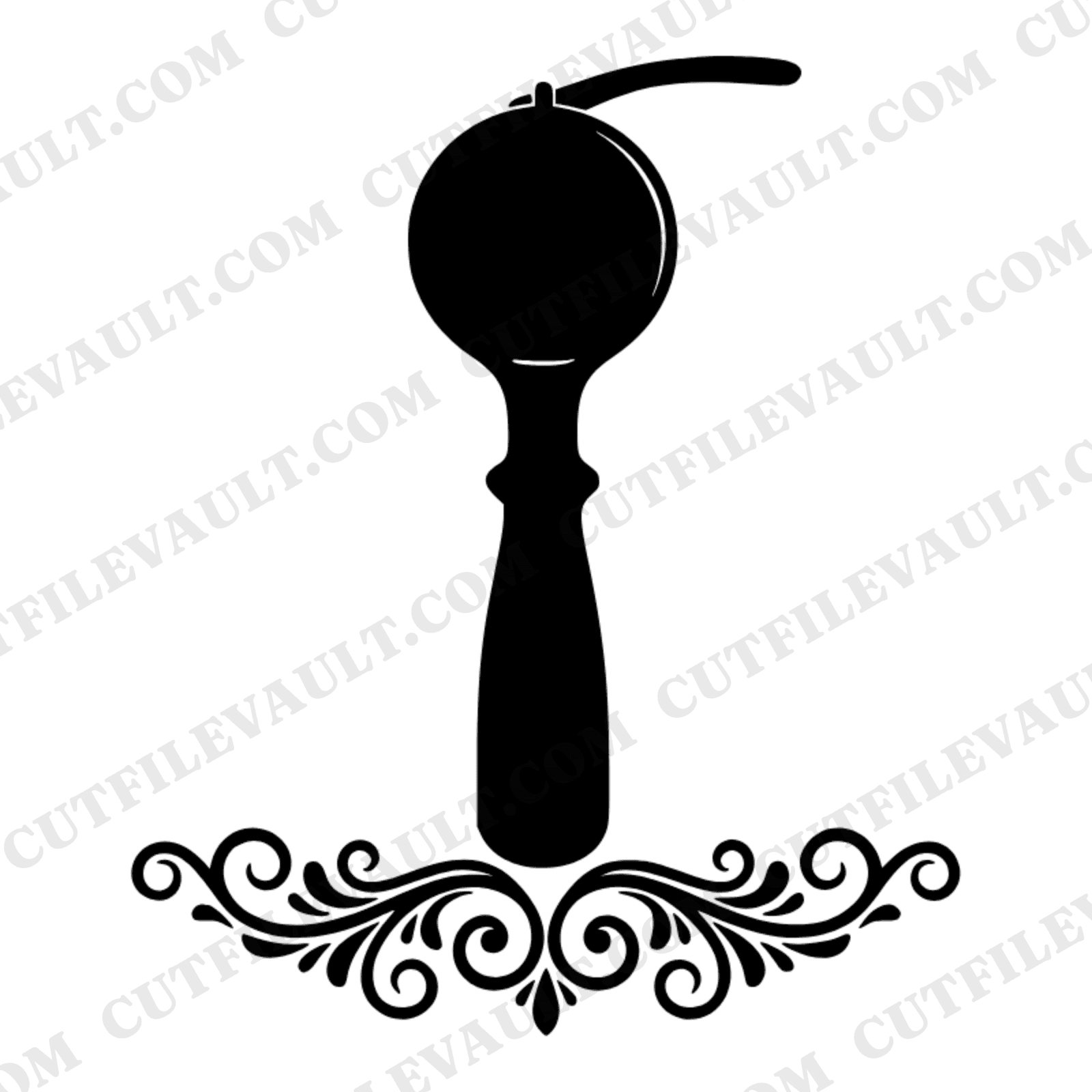 Vintage Ice Cream Scoop SVG PNG, Botanical Swirl Shadow, Retro Kitchen Cut File, Summer Craft Design — view 1