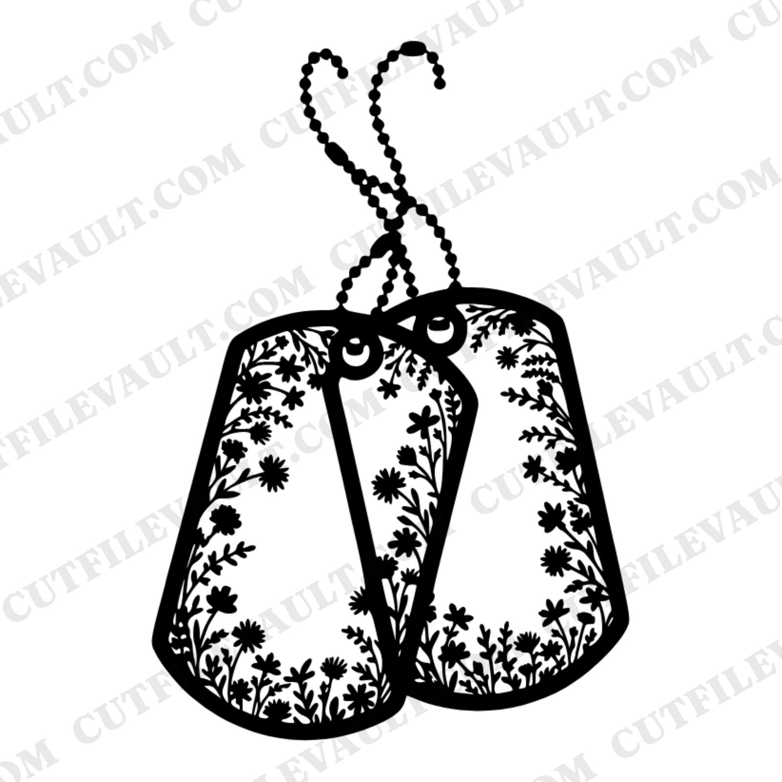 Armed Forces Day Dog Tags SVG PNG Floral Military Tribute Cut File for Cricut Silhouette Vinyl Decal