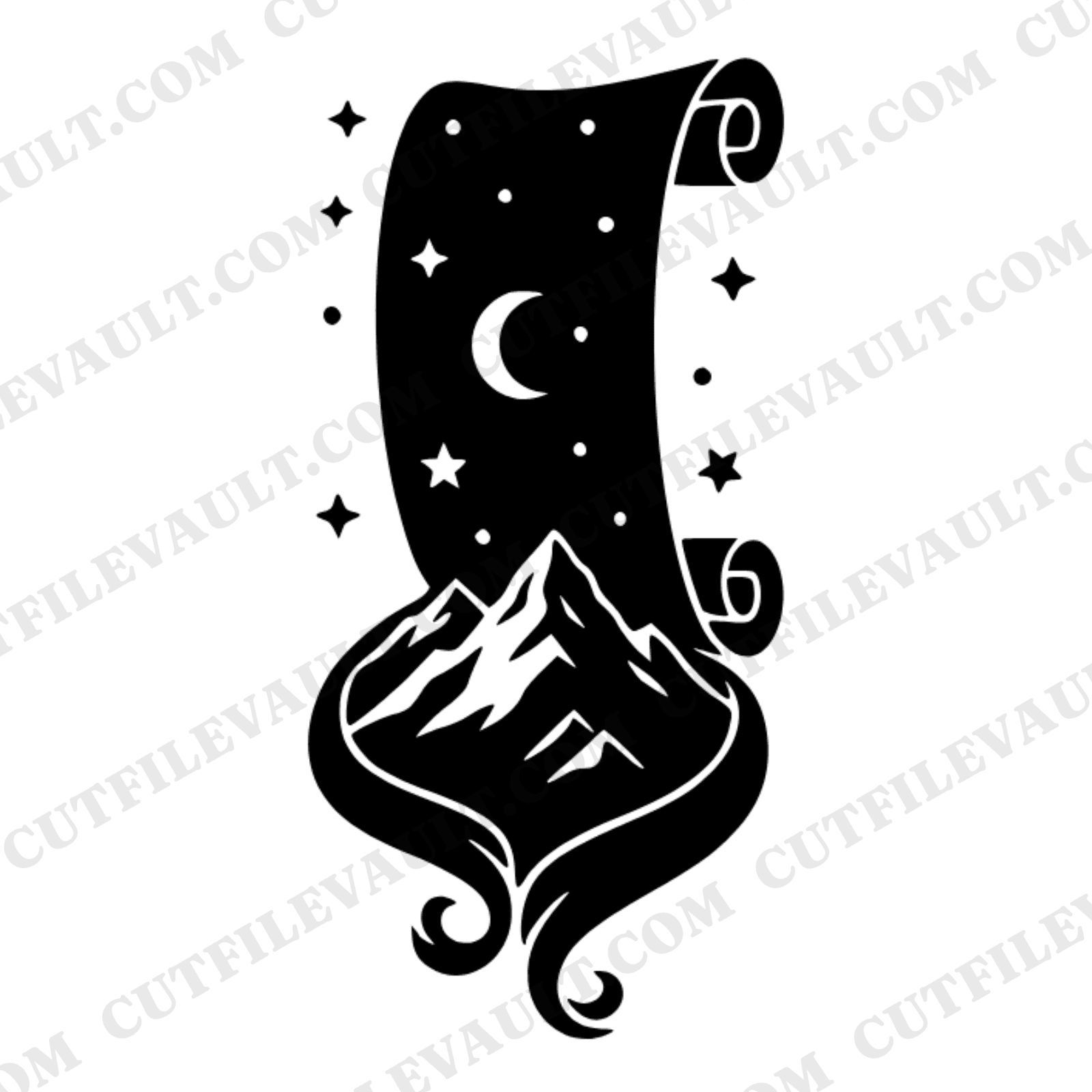 Graduation Diploma Mountain SVG PNG, Celestial Achievement Scroll Cut File, Graduate Adventure Design