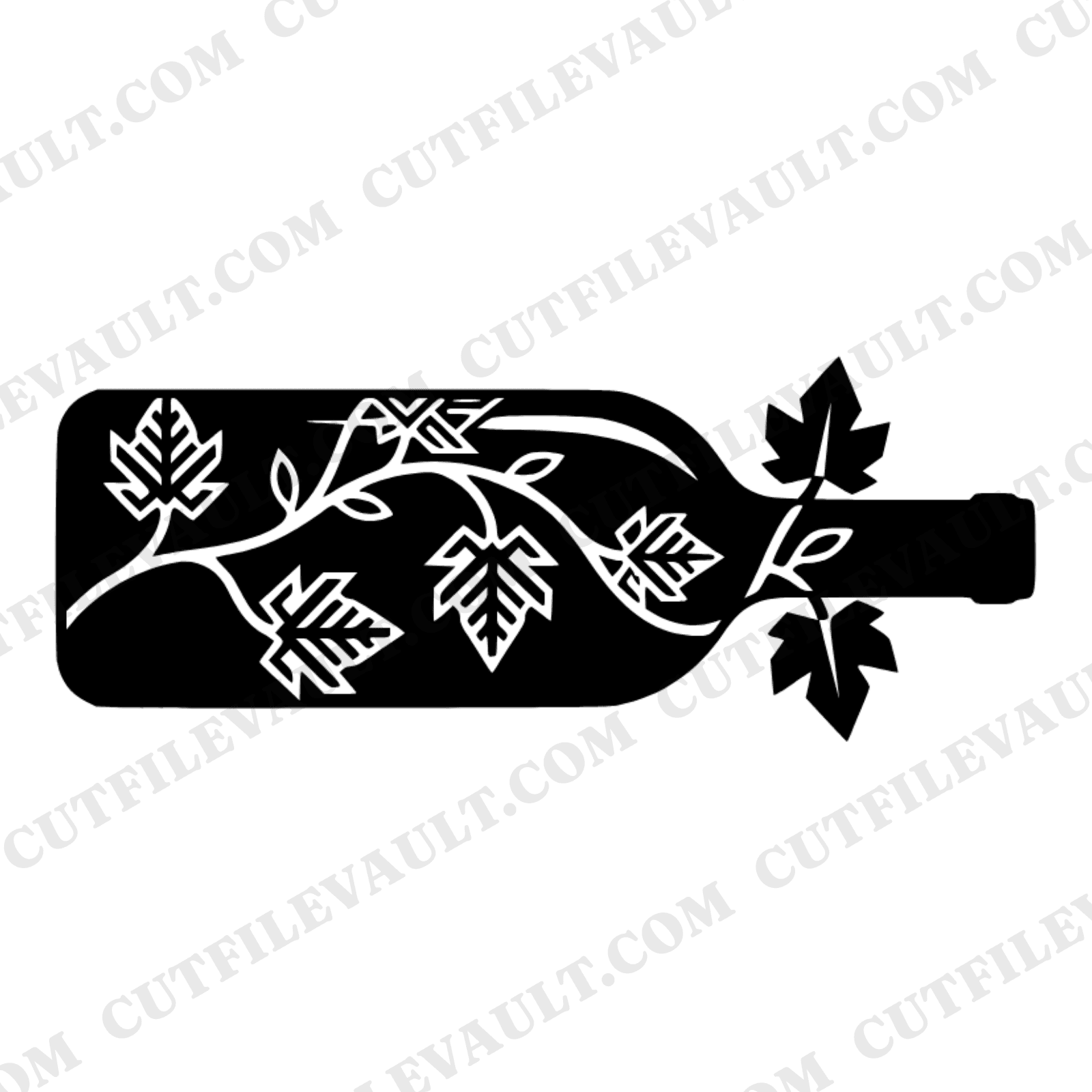 Art Deco Wine Bottle SVG PNG, Geometric Vine Wine Bottle Cut File, Modern Kitchen Bar Decor