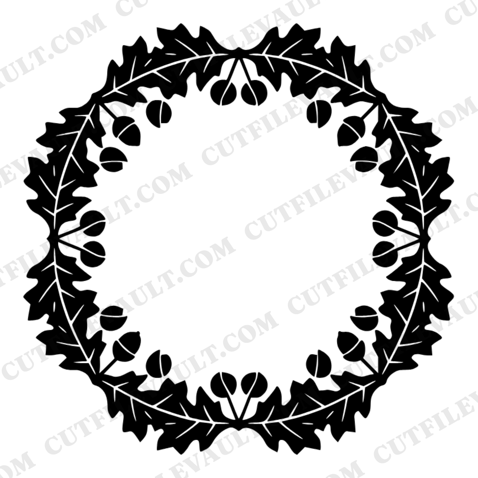 Art Deco Oak Leaf Memorial Wreath SVG PNG, Geometric Acorn Wreath Cut File, Memorial Day Tribute