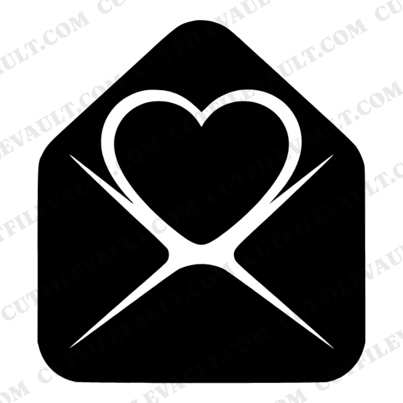 Y2K Bubble Envelope Heart Flap SVG PNG, Open Love Letter Cut File, Wedding Invitation Clipart — view 1