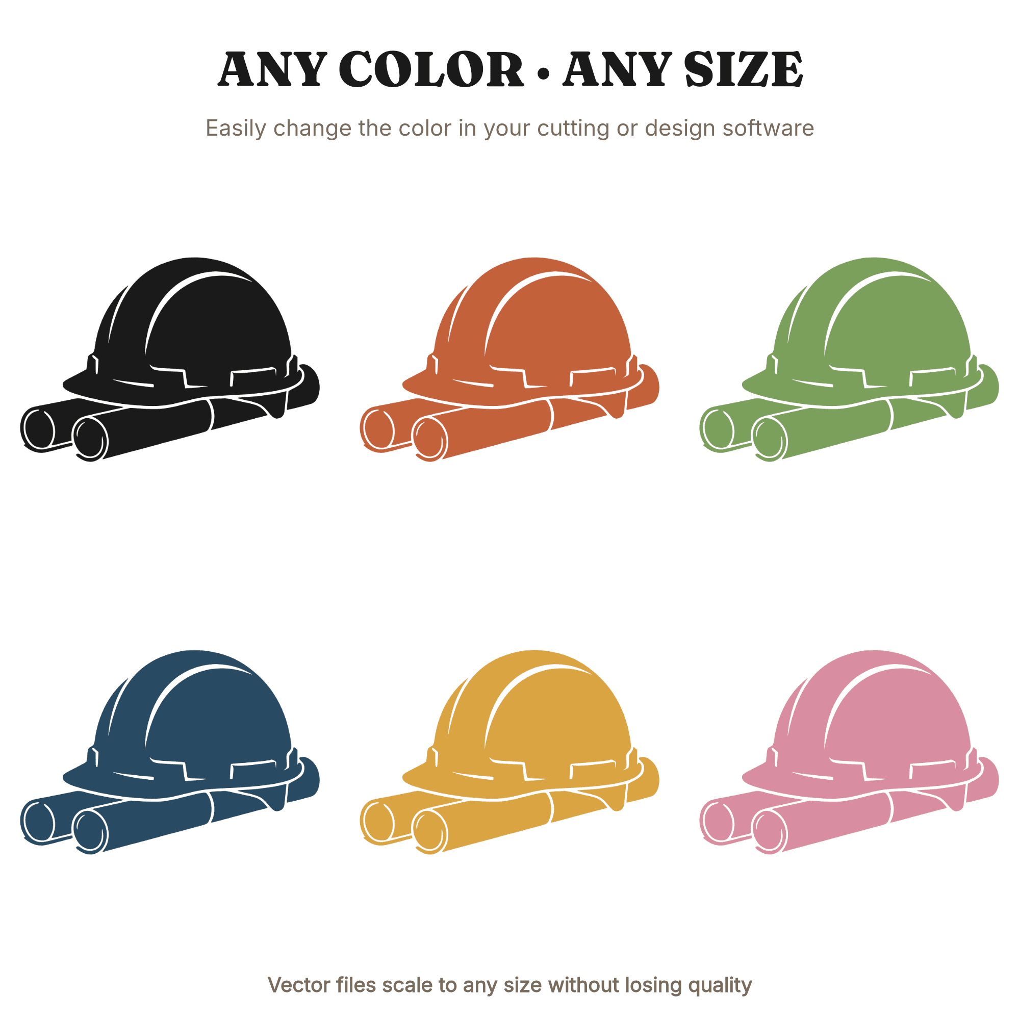 Hard Hat Blueprint SVG PNG, Construction Worker Silhouette, Labor Day Craftsman Design Cut File — view 2