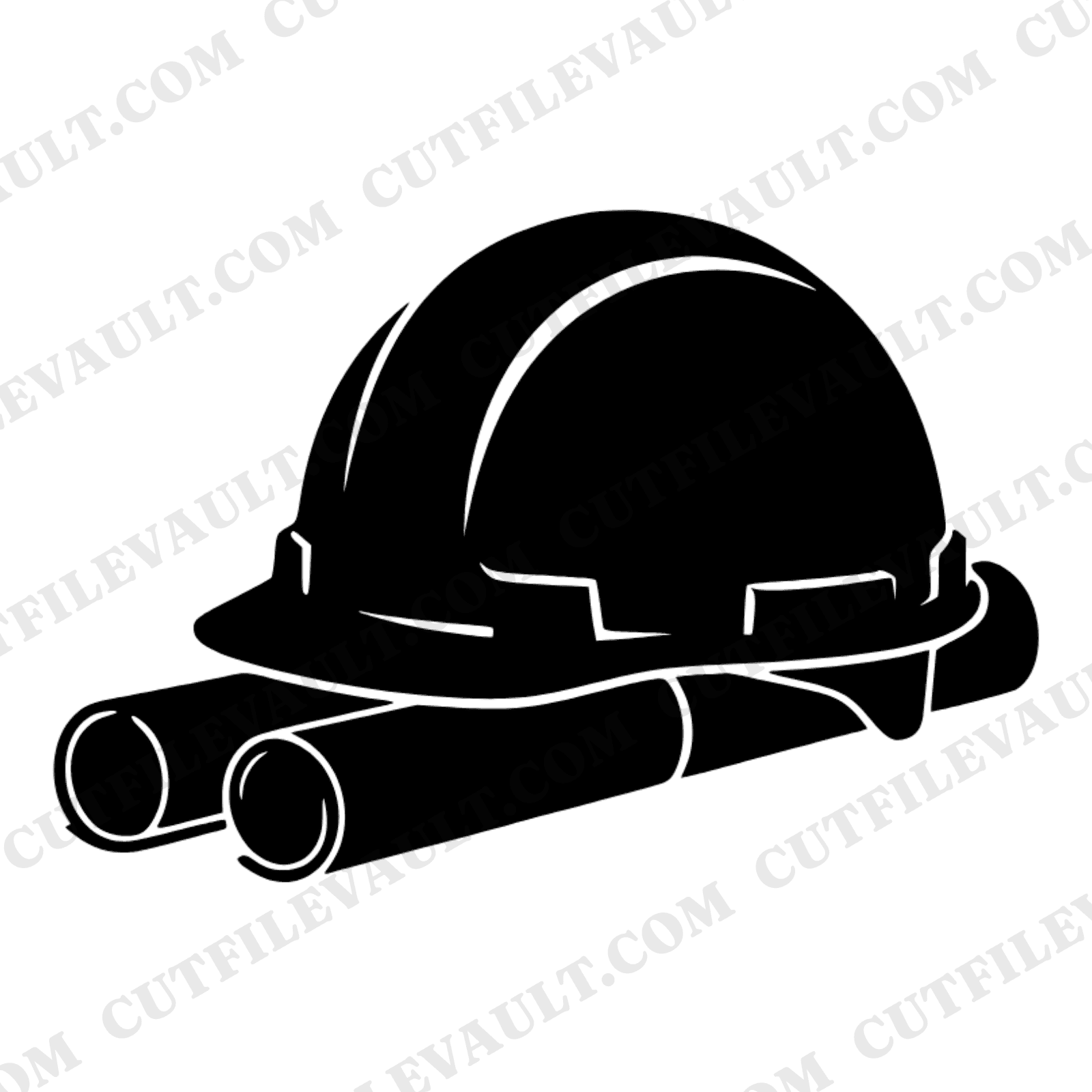 Hard Hat Blueprint SVG PNG, Construction Worker Silhouette, Labor Day Craftsman Design Cut File — view 1