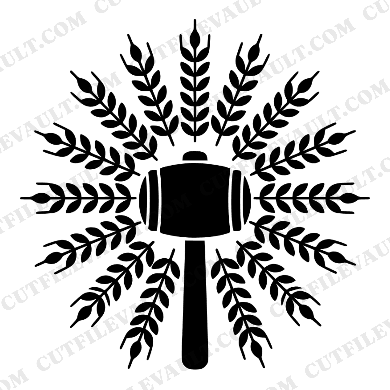 Harvest Mallet Wheat Sunburst SVG PNG Thanksgiving Fall Farmhouse Scandinavian Line Art Cut File