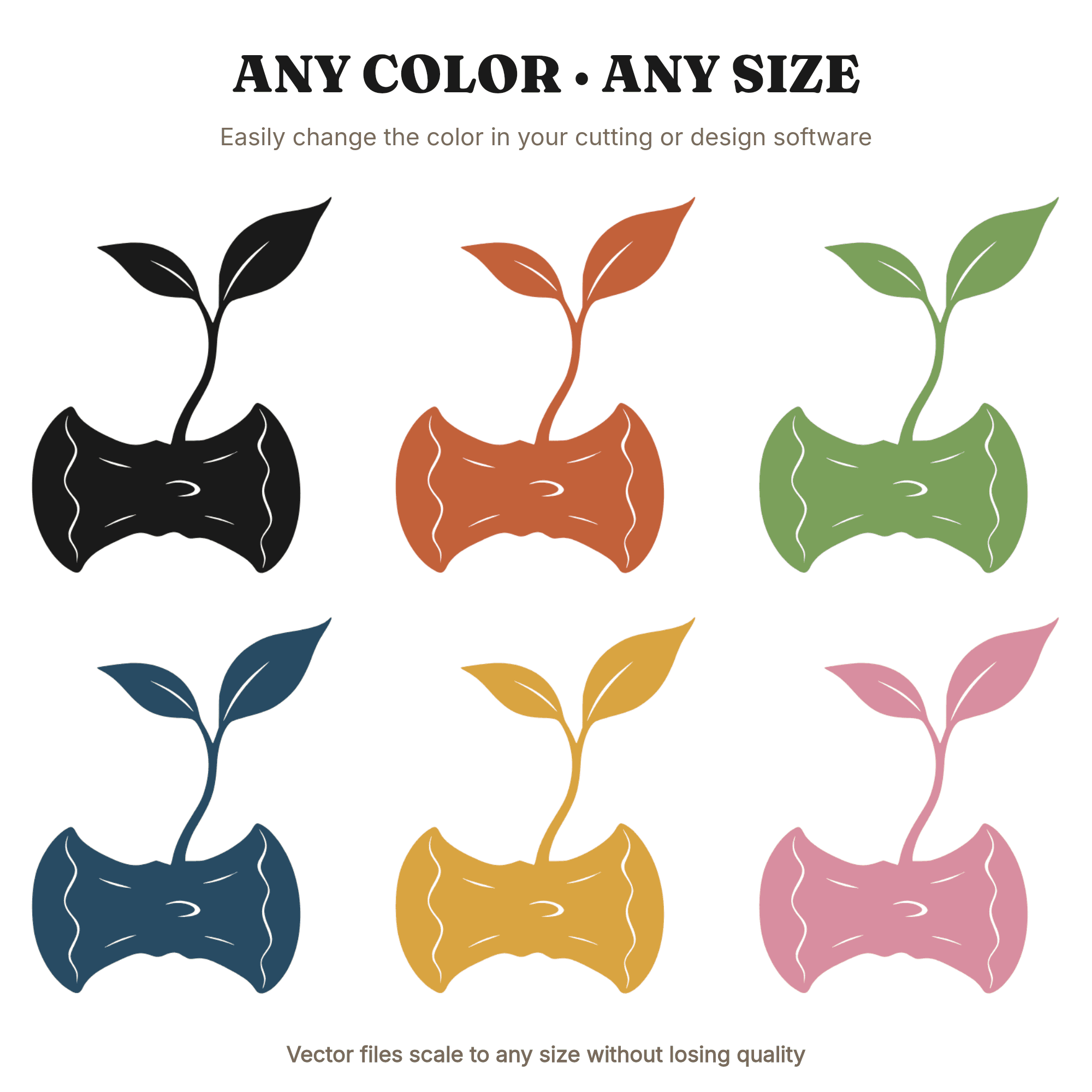 Teacher Apple Core Seedling SVG PNG, Art Nouveau End of School Year Cut File, Knowledge Growth — view 2