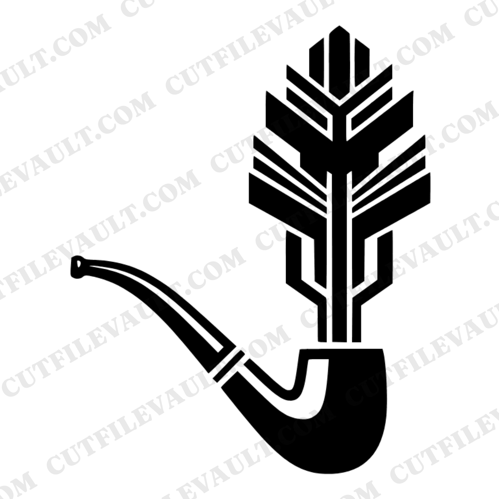 Art Deco Tobacco Pipe SVG PNG, Geometric Smoke Design, Father's Day Cut File, Vintage Masculine — view 1