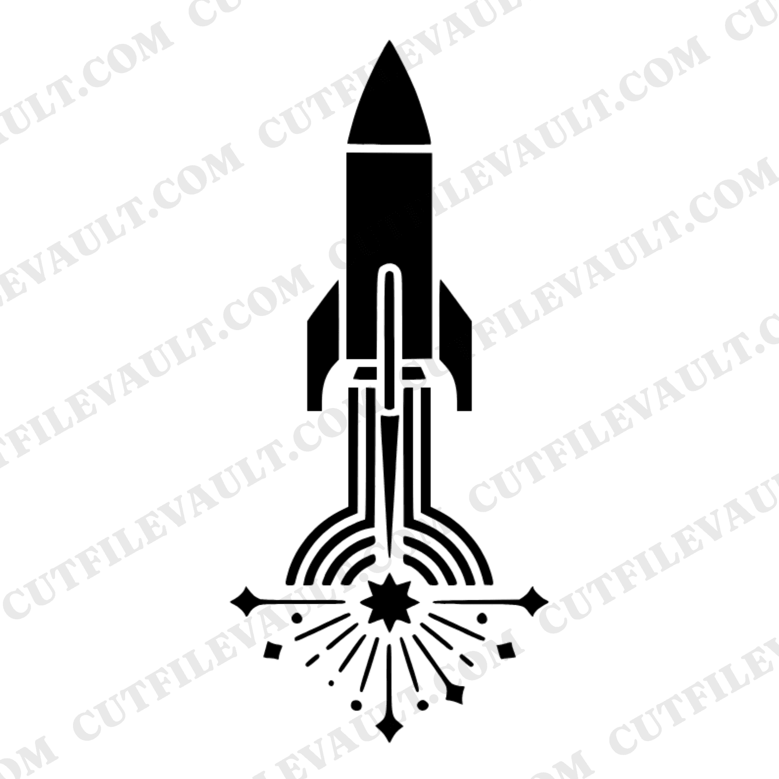 Retro Bottle Rocket SVG PNG, Art Deco Firework Cut File, Vintage 4th of July Clipart Design — view 1