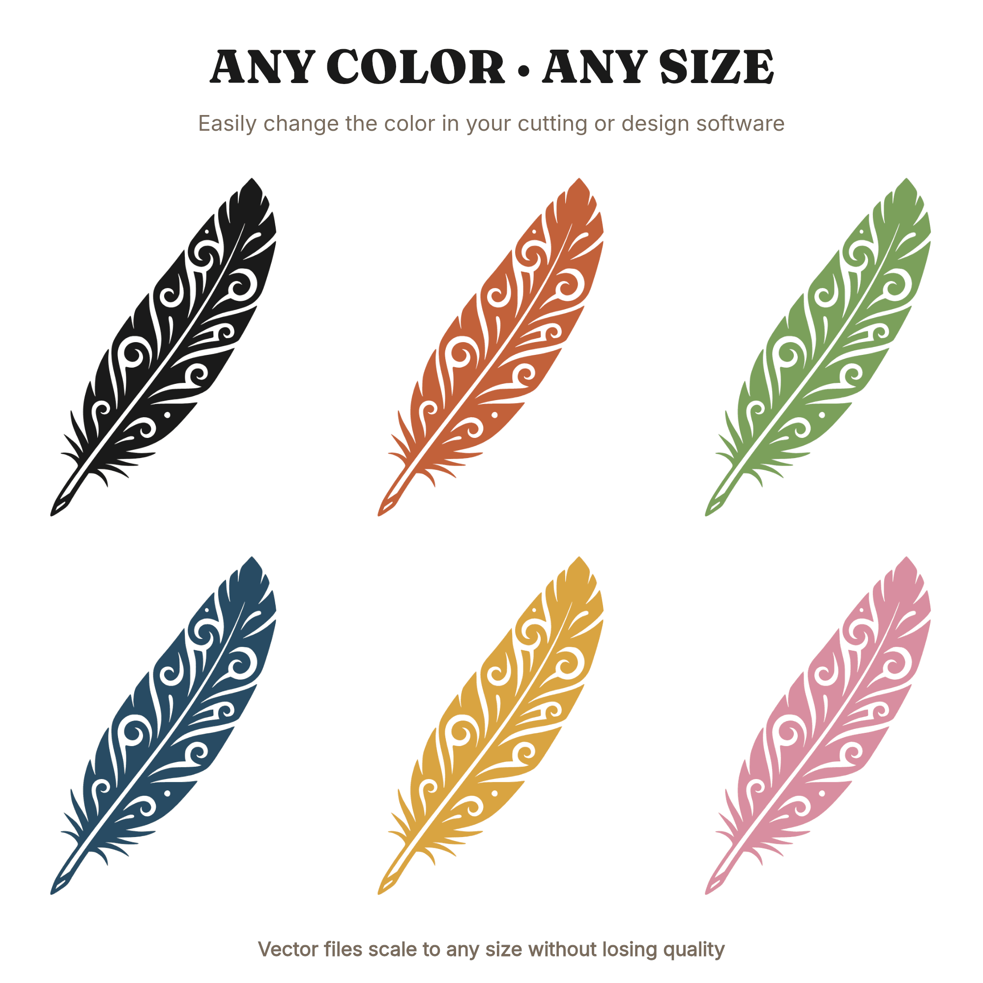 Owl Feather SVG PNG, Mystical Swirls Diagonal Cut File, Woodland Wisdom Back to School Design — view 2