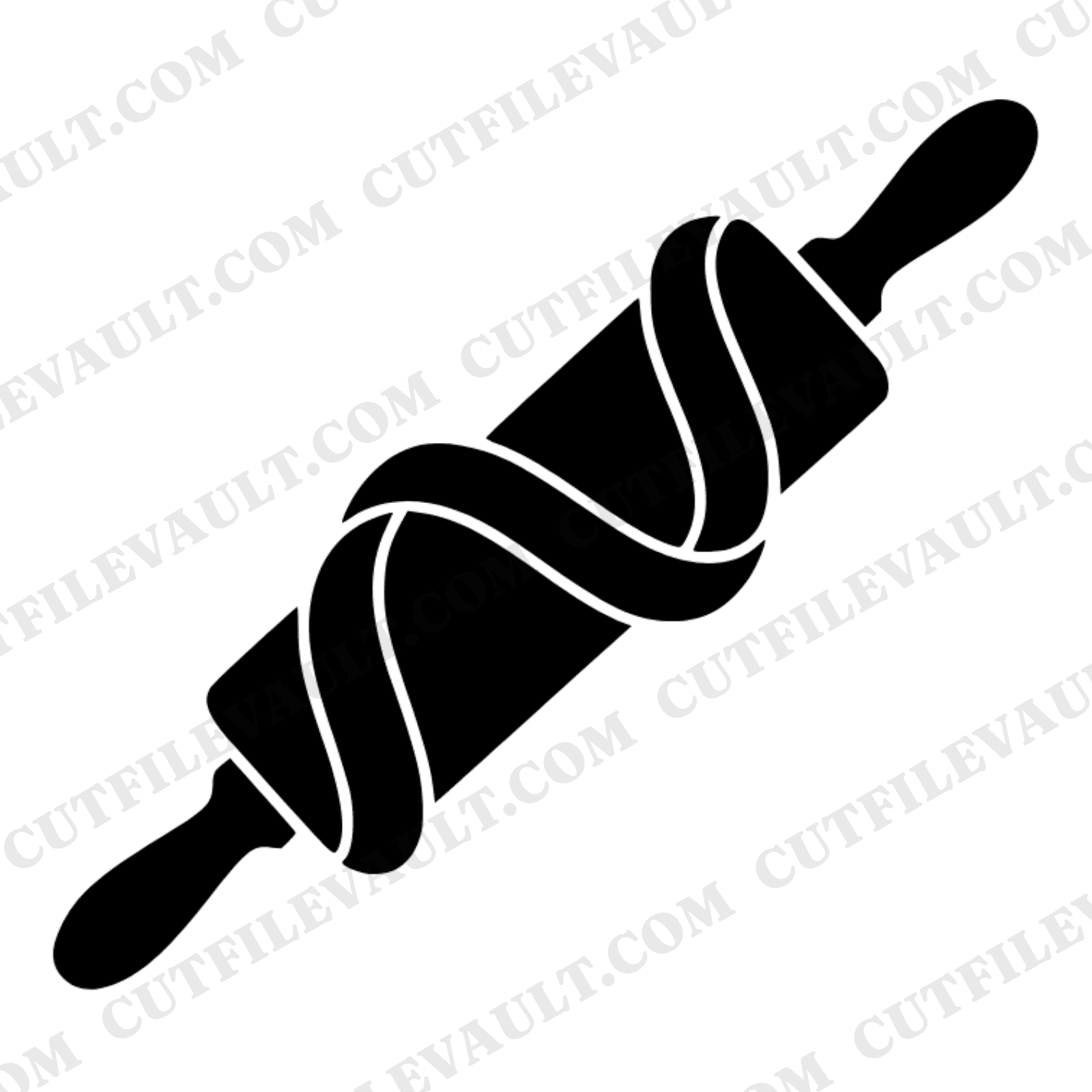National Donut Day Rolling Pin SVG PNG, Cottagecore Baking Cut File, Dough Ribbon Spiral Design — view 1