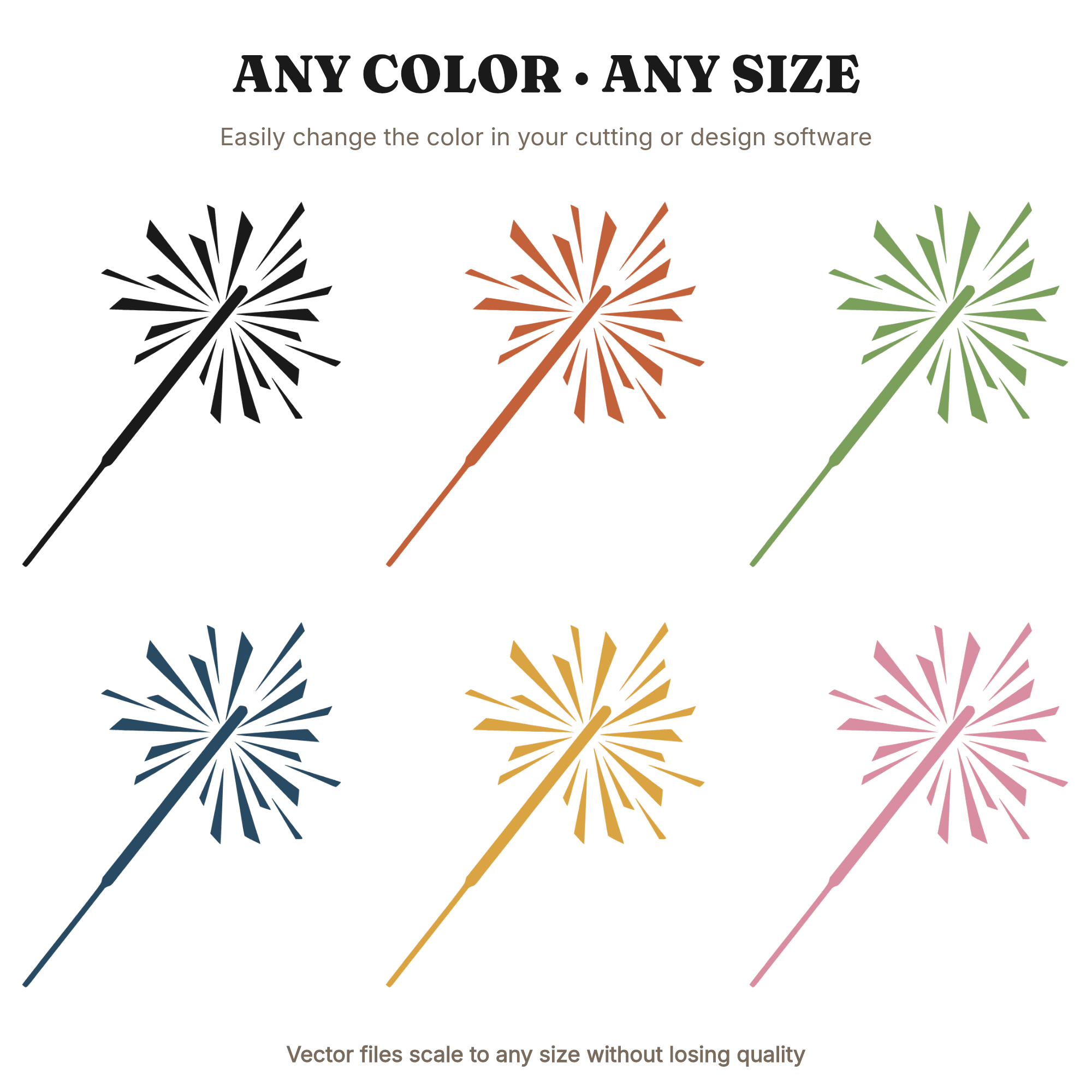 Fourth of July Sparkler SVG PNG, Mid-Century Starburst Firework Cut File for Cricut Silhouette — view 2
