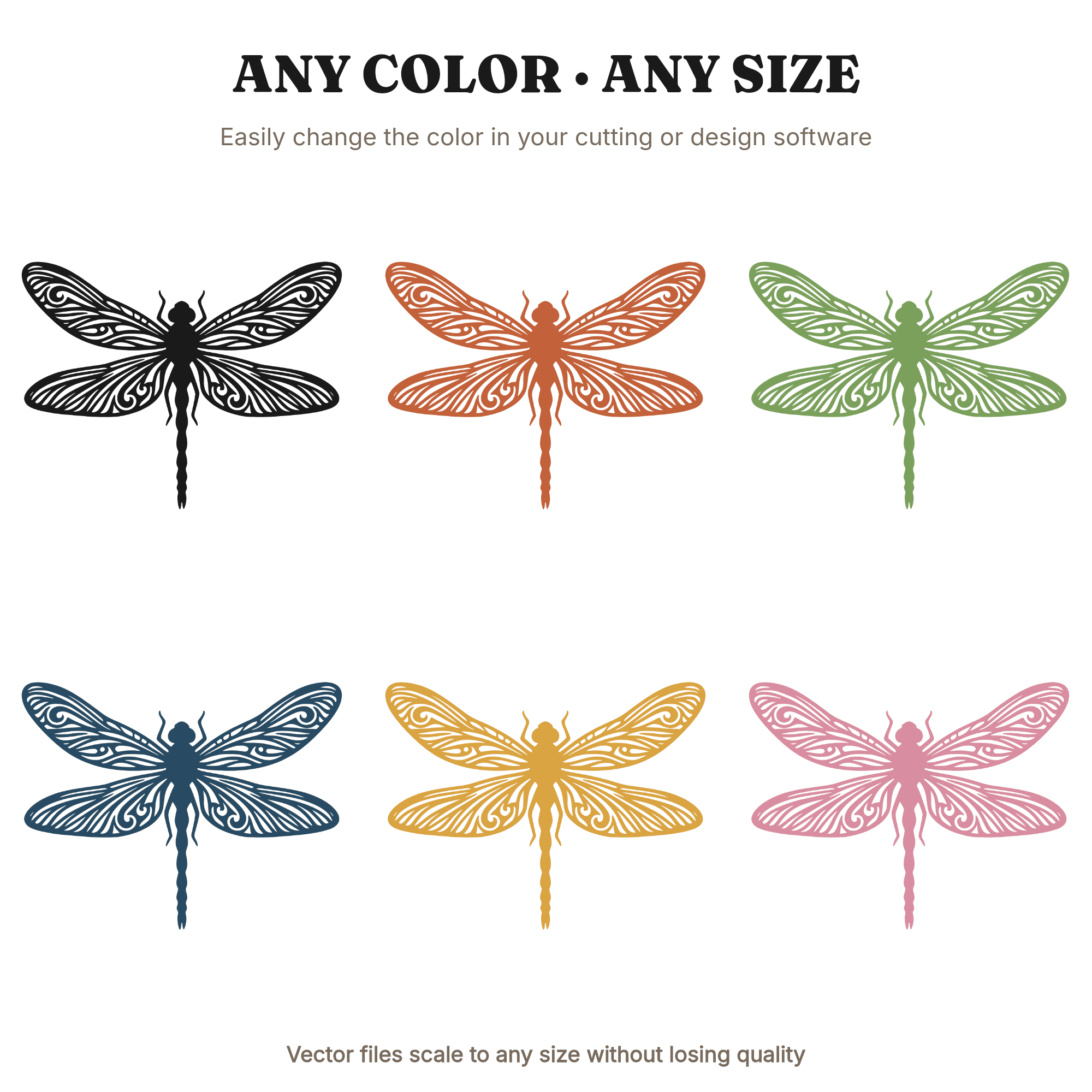 Summer Solstice Dragonfly SVG PNG, Art Nouveau Overhead View, Retro 70s Wave Cut File Design — view 2