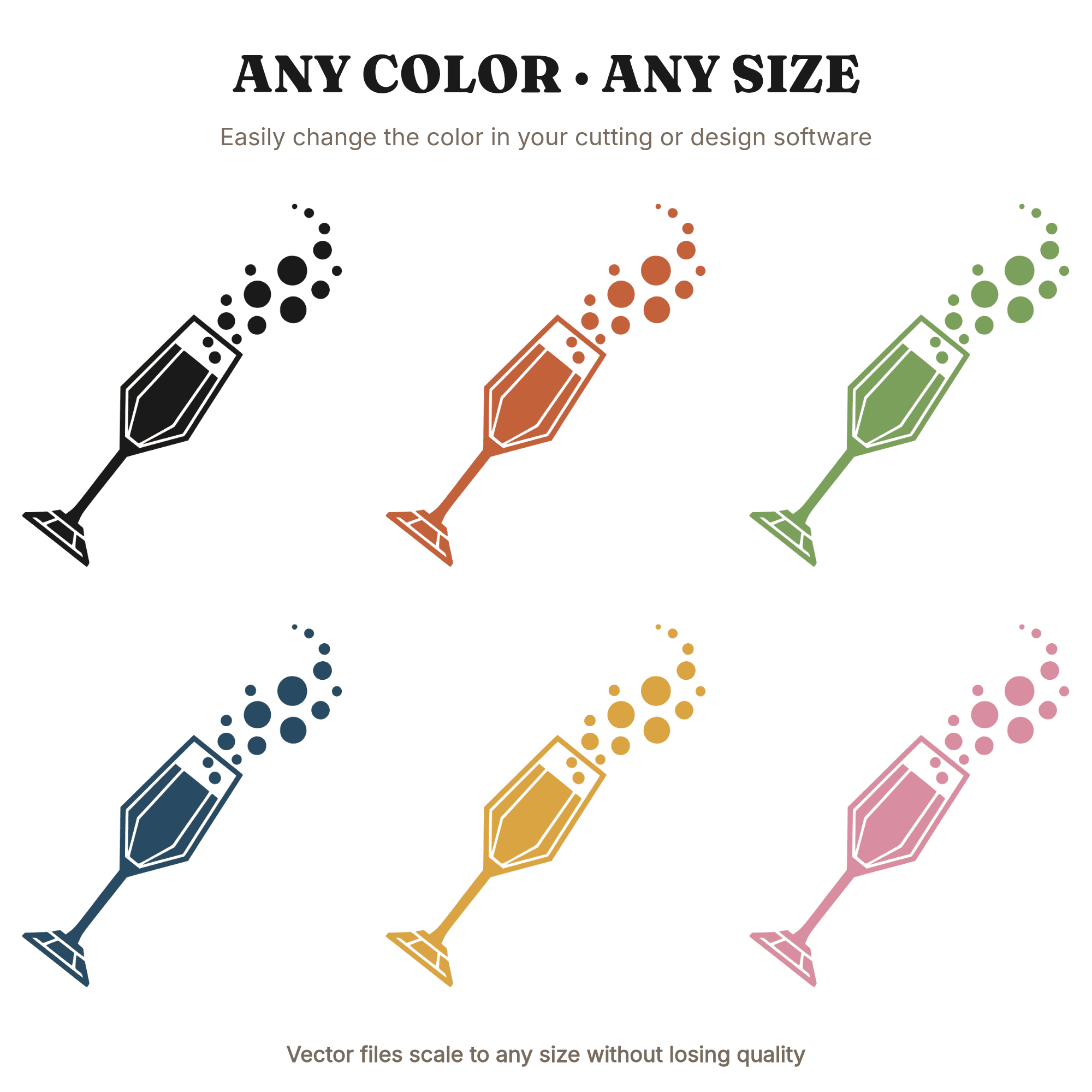 Art Deco Champagne Flute SVG PNG, Wedding Champagne Glass with Bubbles Cut File for Cricut — view 2