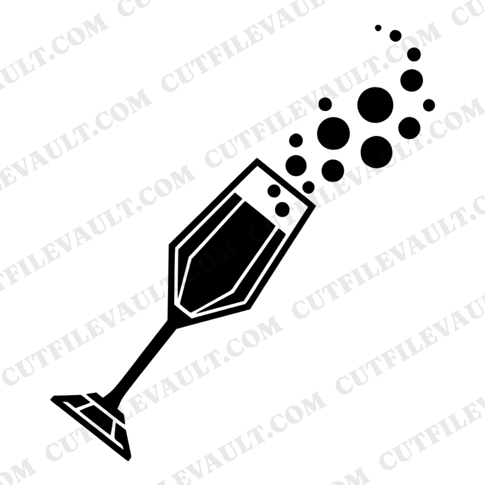 Art Deco Champagne Flute SVG PNG, Wedding Champagne Glass with Bubbles Cut File for Cricut — view 1