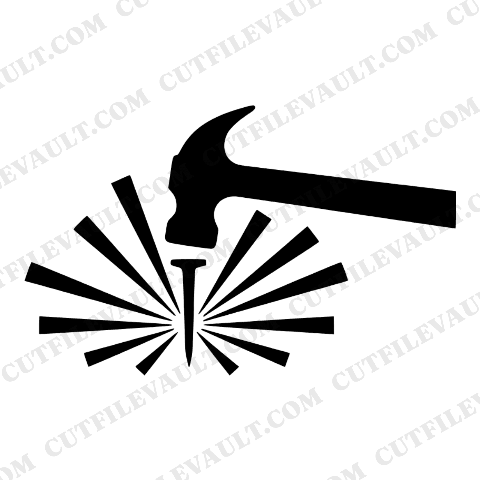 Labor Day Hammer Strike Starburst SVG PNG Cut File Mid Century Modern Silhouette Design — view 1