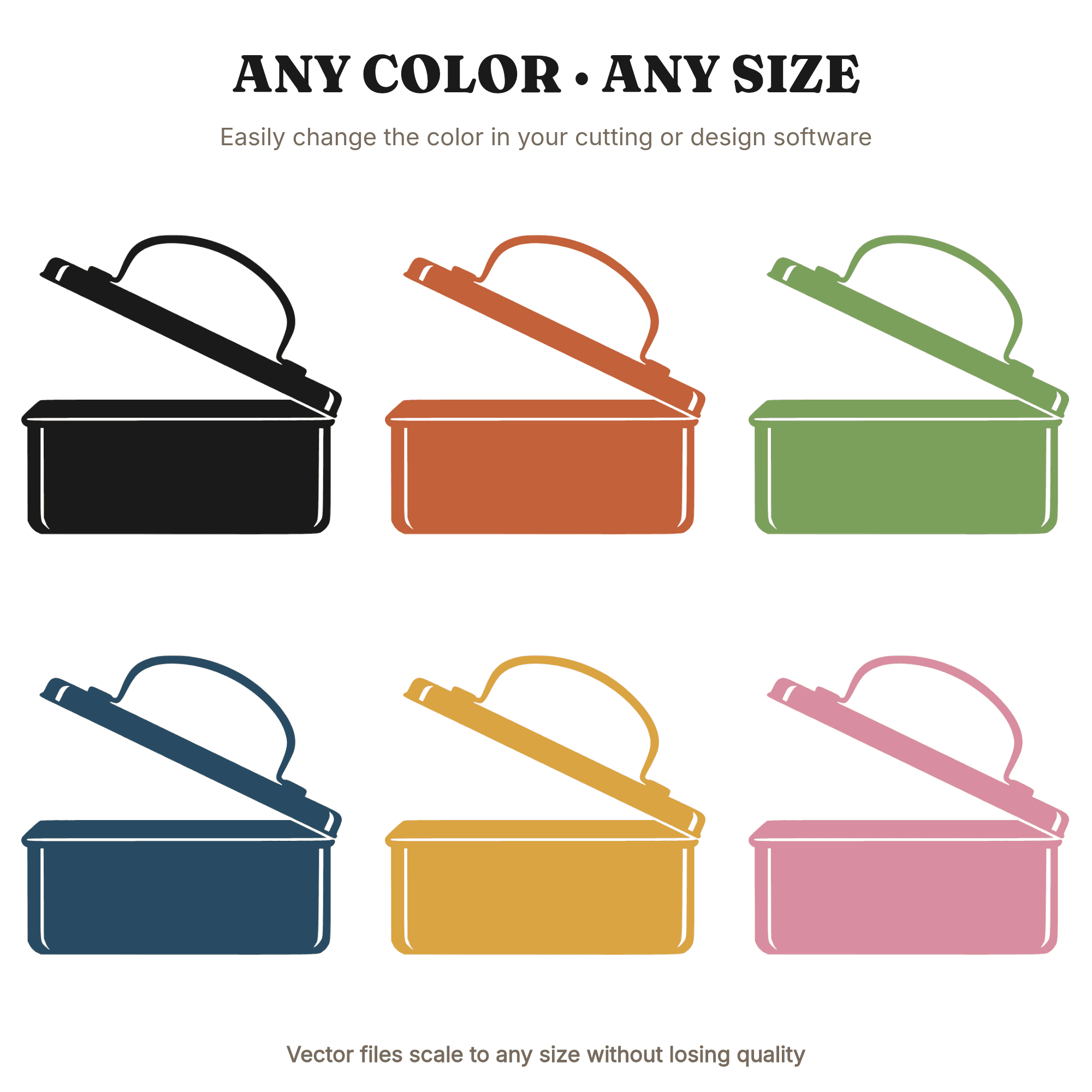 Vintage Lunch Box SVG PNG, Retro Open Lunchbox Silhouette, Mid Century School Clipart Cut File — view 2