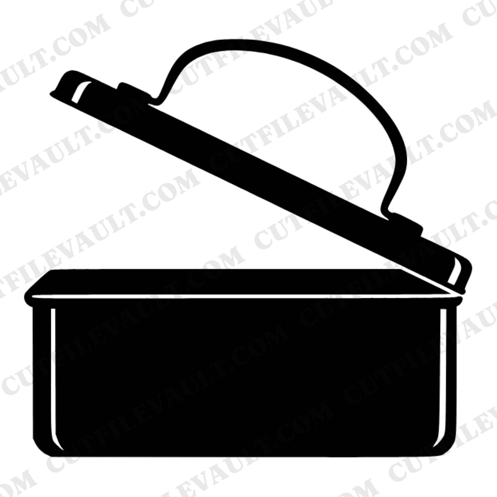 Vintage Lunch Box SVG PNG, Retro Open Lunchbox Silhouette, Mid Century School Clipart Cut File — view 1