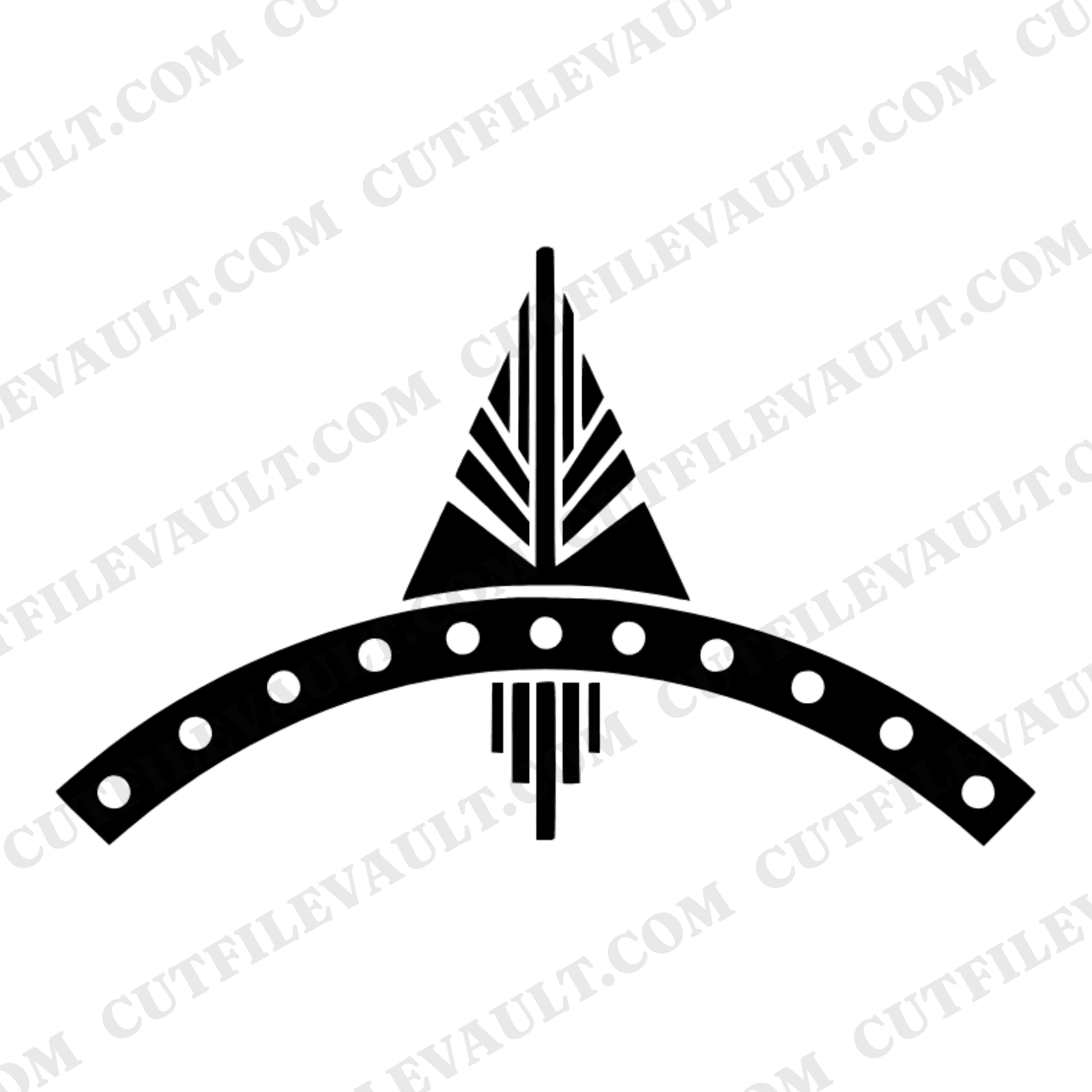 Summer Solstice Sundial SVG PNG, Art Deco Gnomon Cut File, Celestial Timekeeping Design — view 1