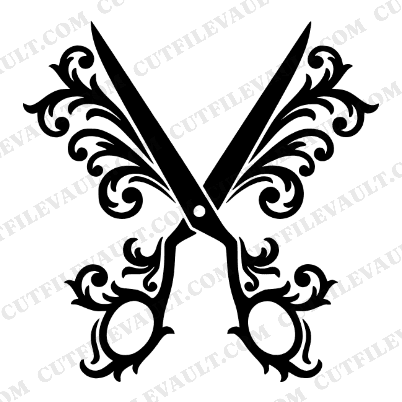 Baroque Scissors Monogram SVG PNG, Teacher Appreciation Gift Cut File, Back to School Ornament Design — view 1