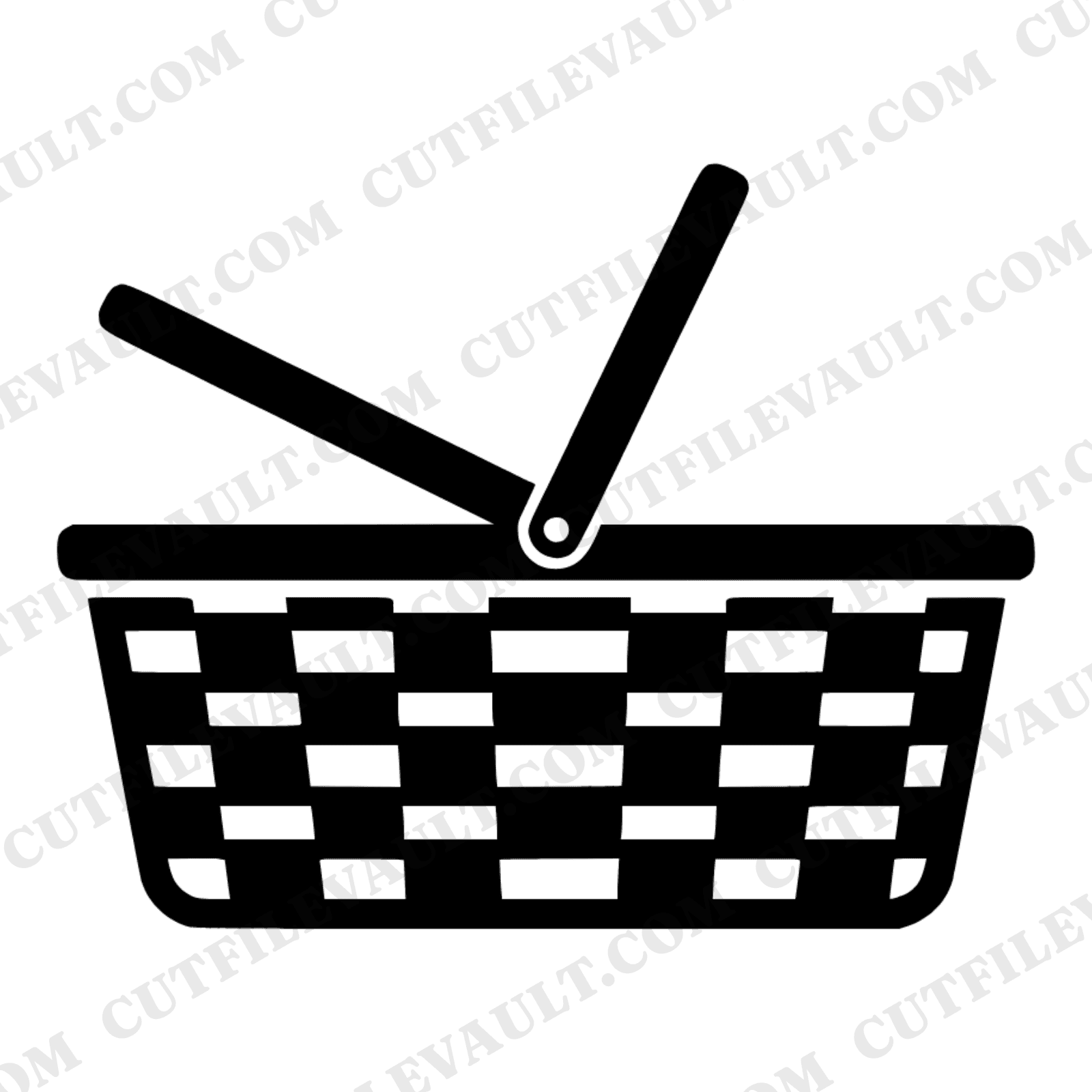 Vintage Picnic Basket SVG PNG, Retro 1950s Woven Basket Cut File, Independence Day Summer Clipart — view 1