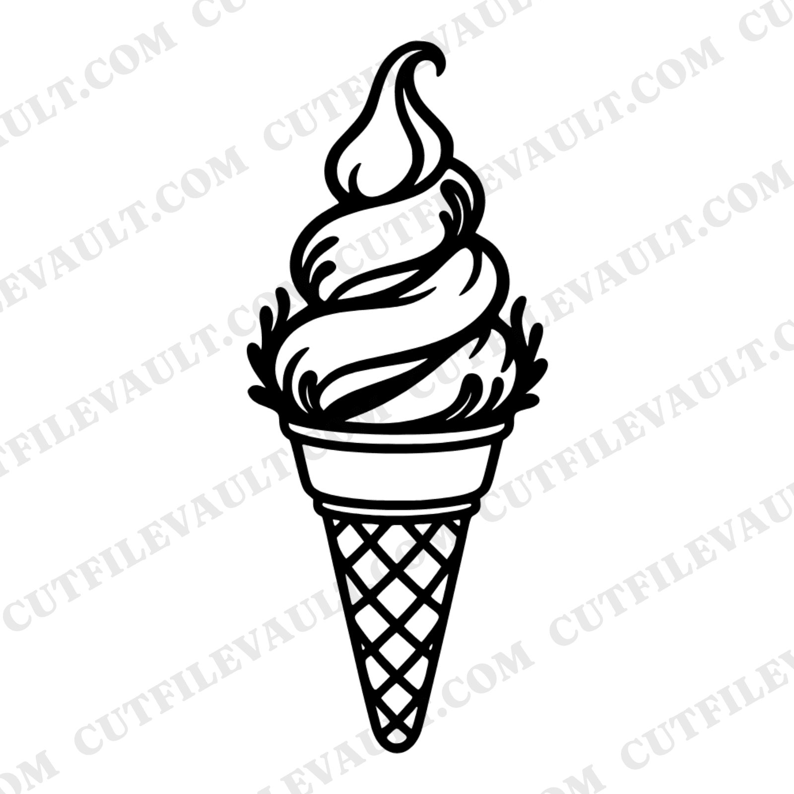 National Ice Cream Day SVG PNG, Vintage Soft Serve Cone Triple Loop Swirl Cut File for Cricut — view 1