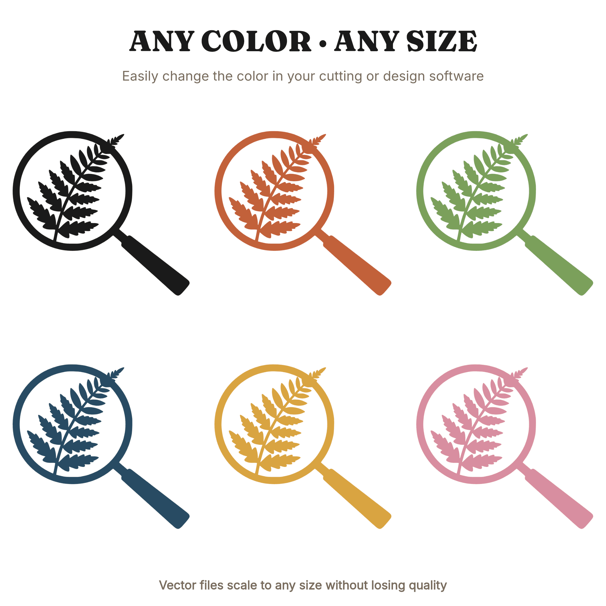 Back to School Magnifying Glass Fern SVG PNG, Botanical Discovery Cut File, Science Curiosity Design — view 2