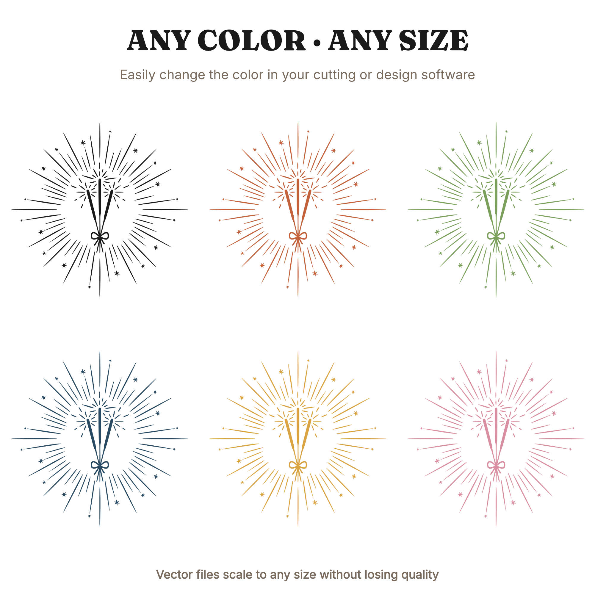 Independence Day Sparkler SVG PNG, Mystical Star Trails, Patriotic Fireworks Cut File, 4th of July — view 2