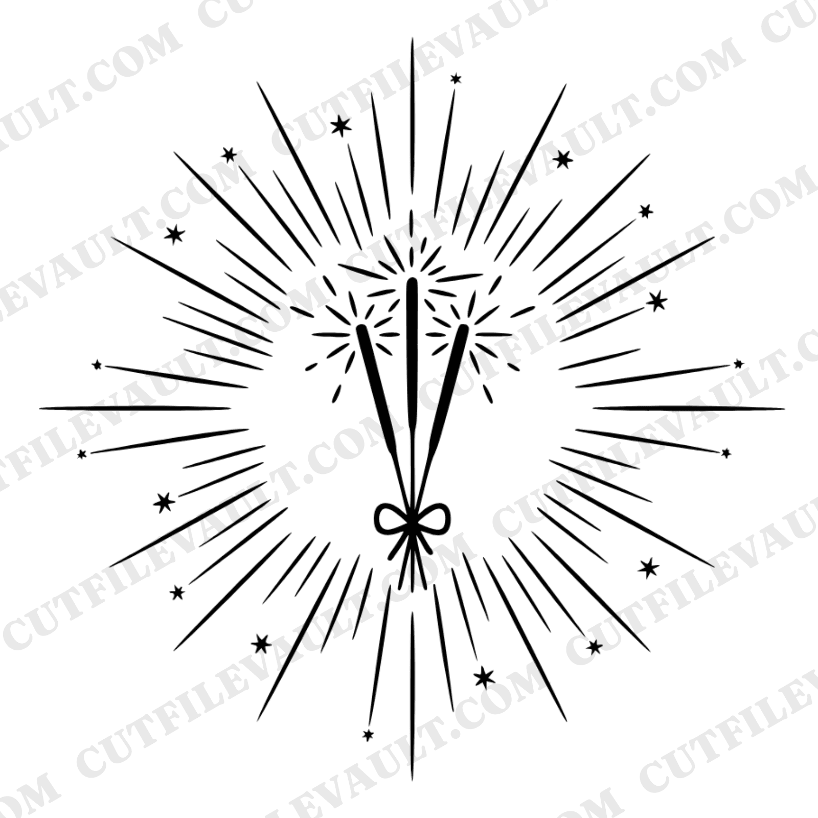 Independence Day Sparkler SVG PNG, Mystical Star Trails, Patriotic Fireworks Cut File, 4th of July — view 1