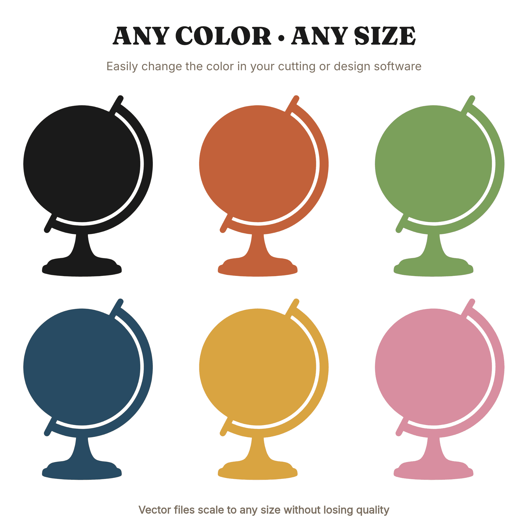 Classic Tilted Desktop Globe SVG PNG Cut File Vintage Botanical Back to School Teacher Classroom — view 2