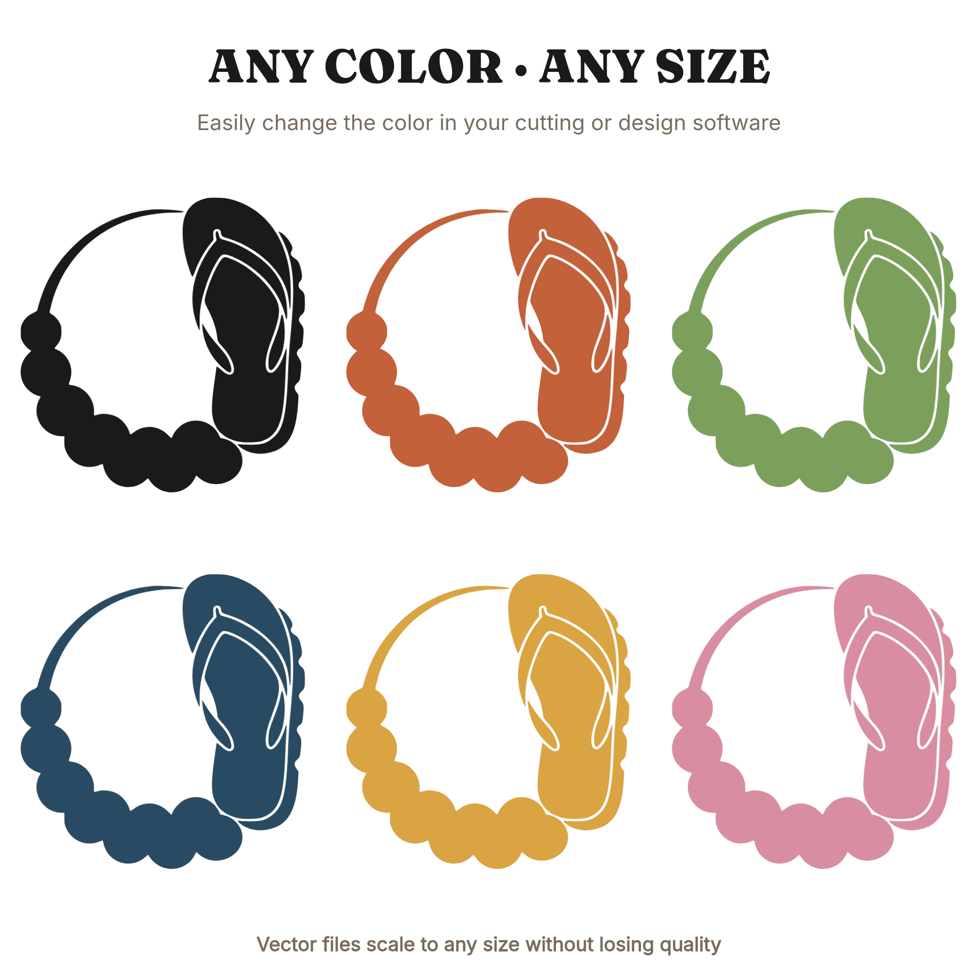 Flip Flop Wreath SVG PNG, Retro Summer Circle Silhouette, National Flip Flop Day Cut File Design — view 2
