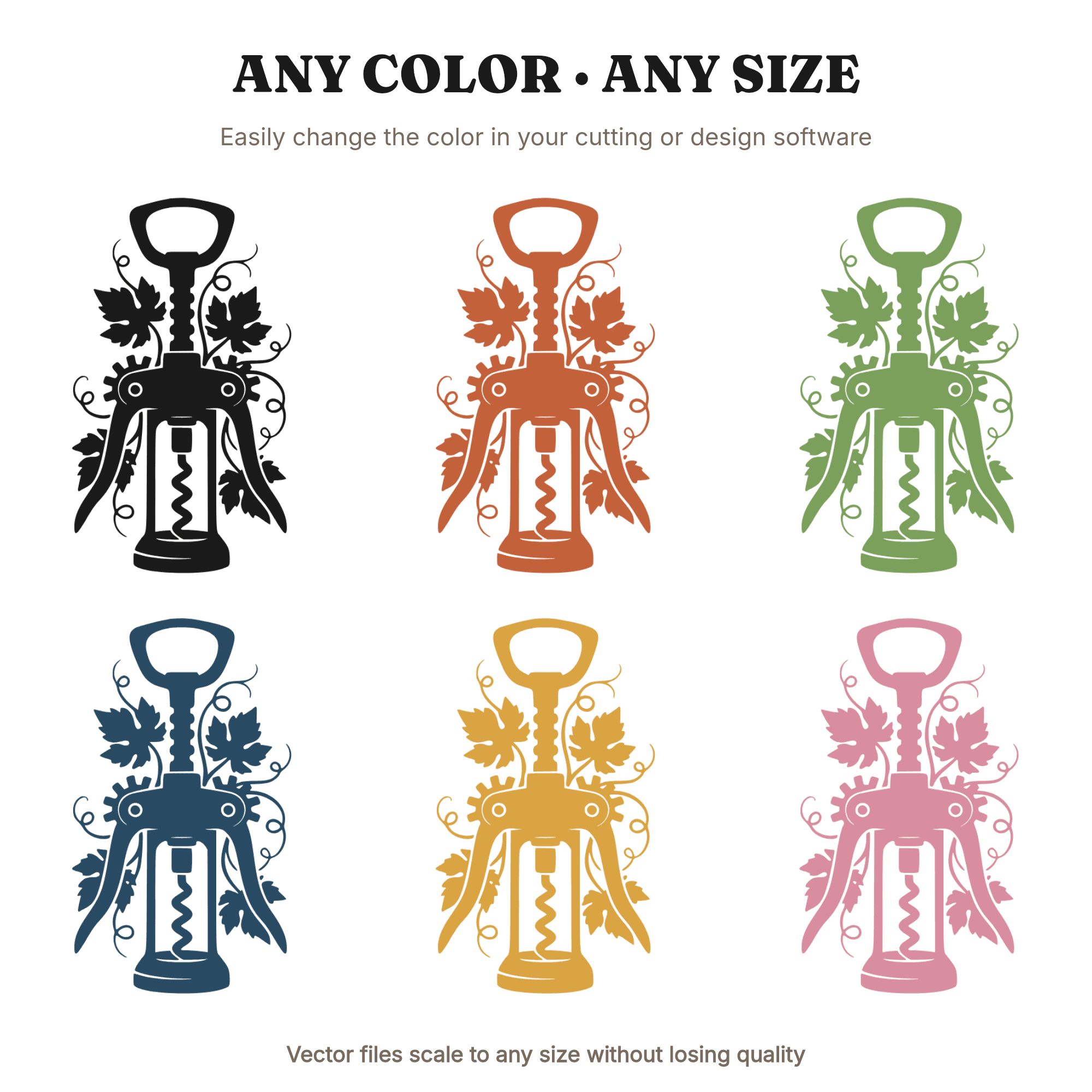 Botanical Corkscrew SVG PNG, Grapevine Wine Lover Gift, Vintage Herbarium Wine Day Cut File — view 2
