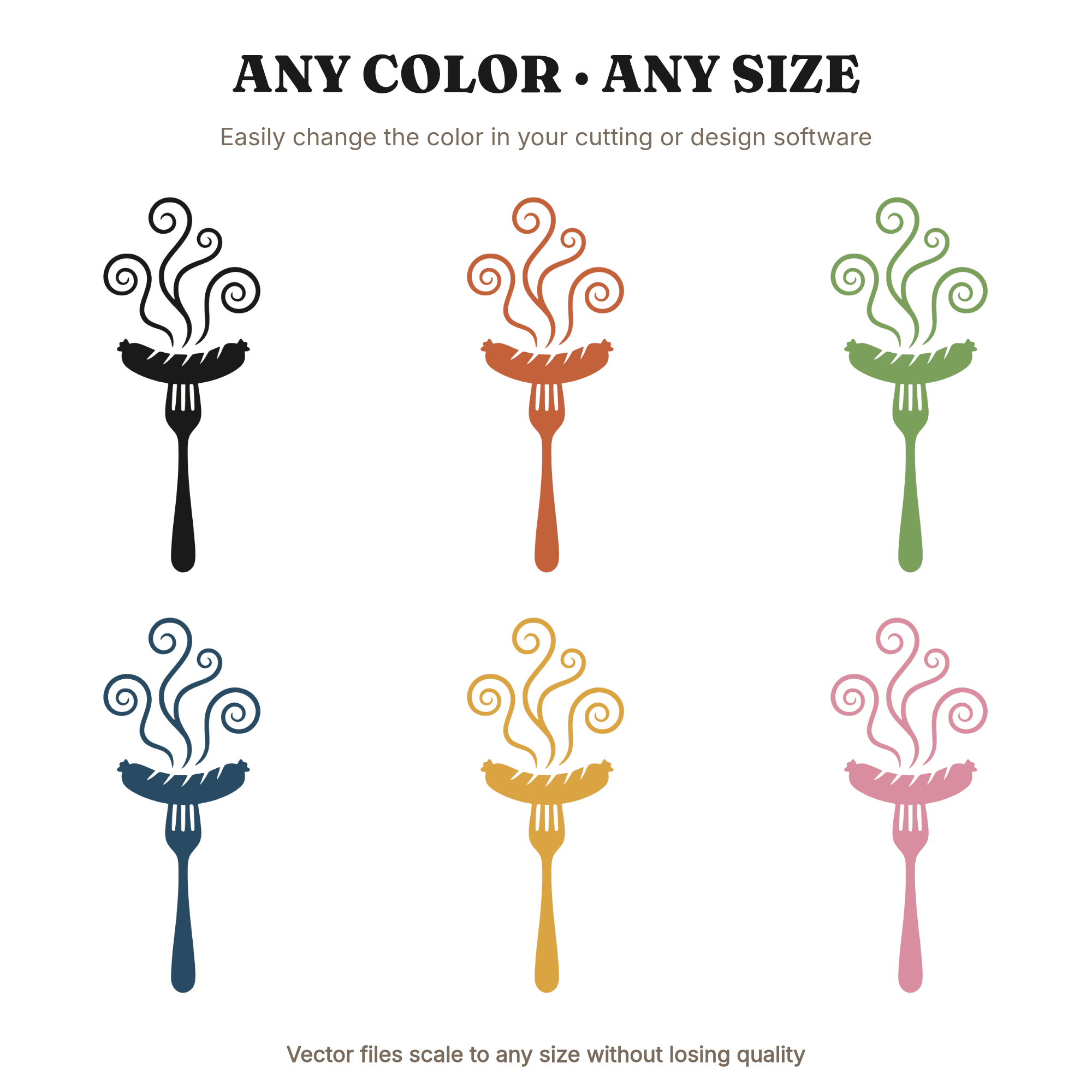 Grilled Hot Dog Fork SVG PNG, Vintage Botanical BBQ Silhouette, Fourth of July Cookout Cut File — view 2