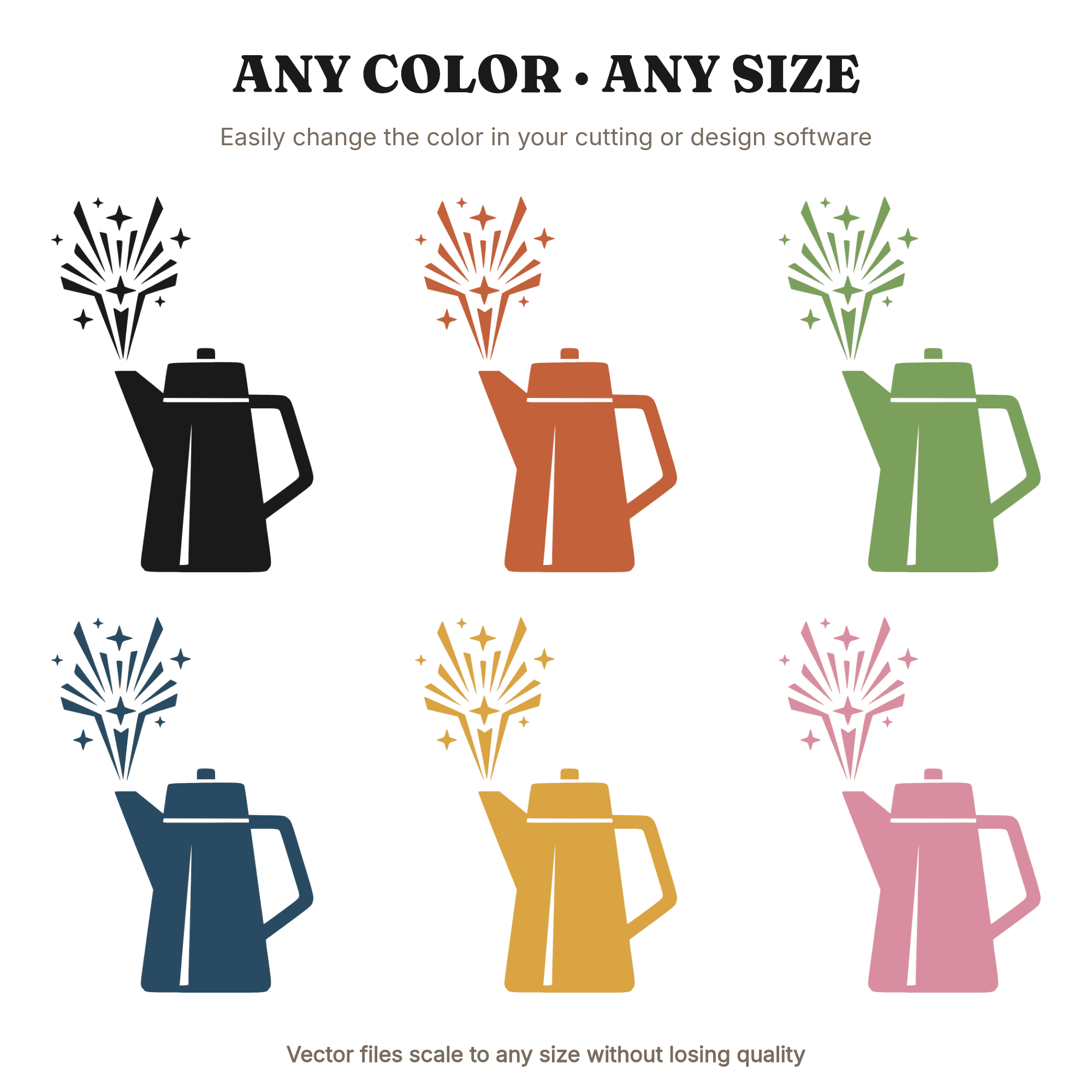 Atomic Age Coffee Percolator SVG PNG, Mid Century Modern Starburst Steam, Retro Kitchen Cut File — view 2