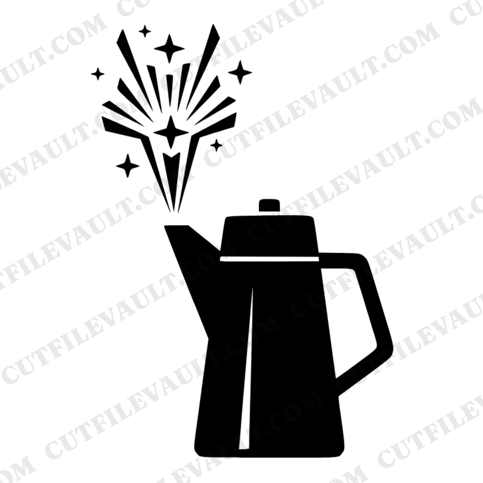 Atomic Age Coffee Percolator SVG PNG, Mid Century Modern Starburst Steam, Retro Kitchen Cut File — view 1