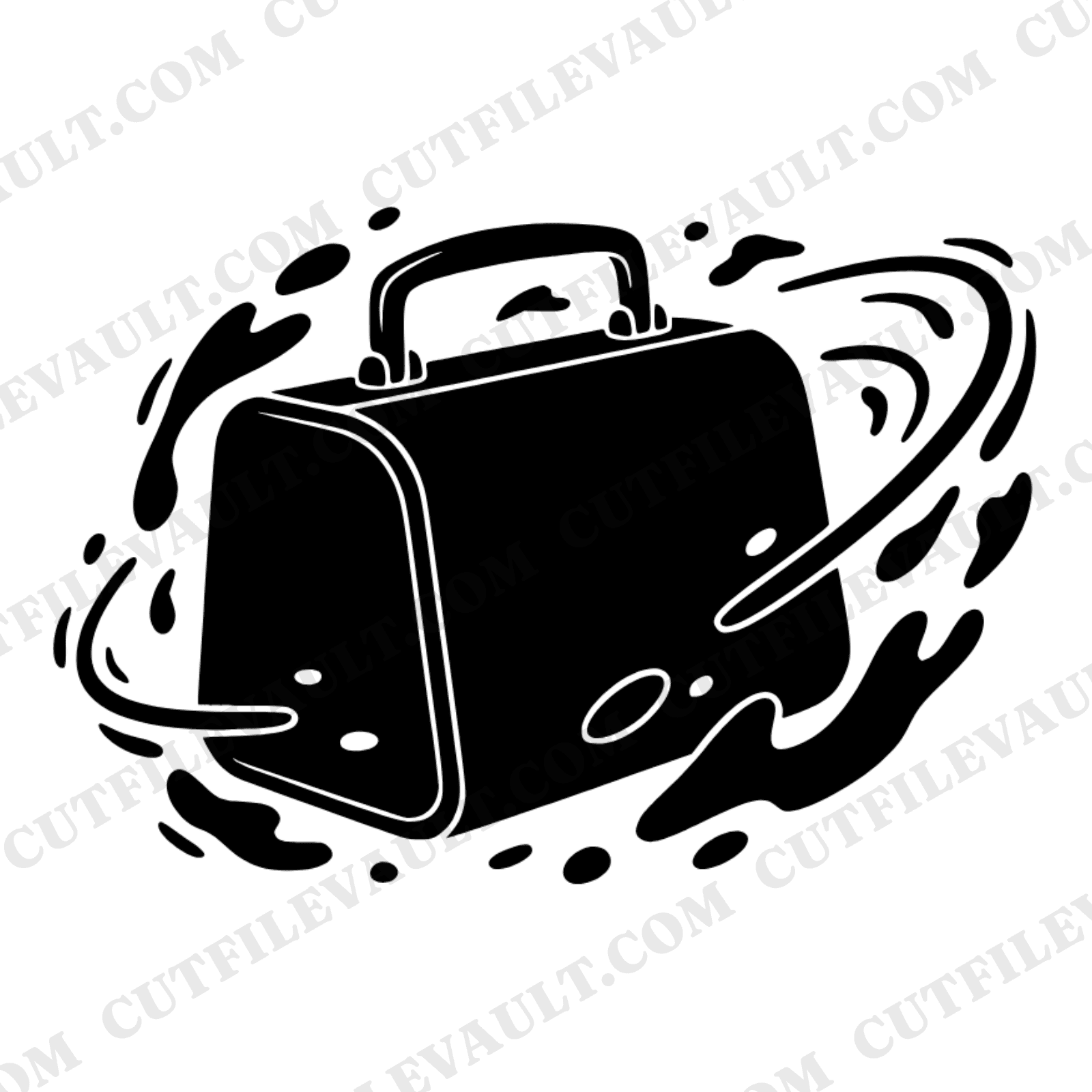 Retro Lunch Box SVG PNG, Back to School Lunchbox with Swirls Cut File, Nostalgic School Design — view 1