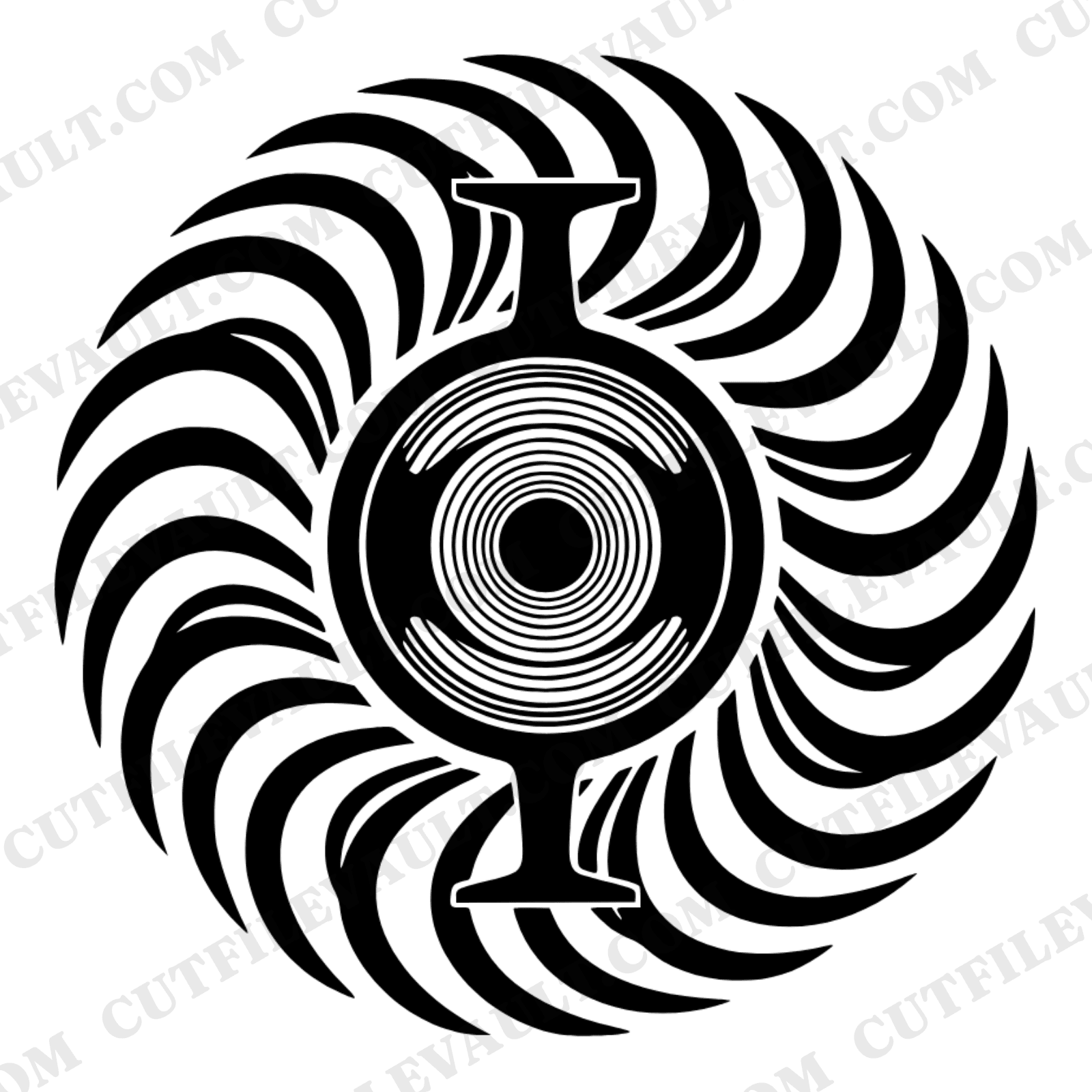 Fishing Reel Mandala SVG PNG, Retro Father's Day Design, Fishing Dad Cut File, Spiral Mandala Art — view 1