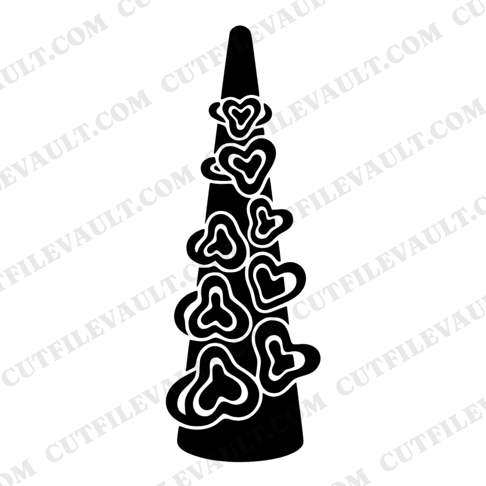 Heart Ring Mandrel SVG PNG Wedding Season Romance Jeweler Tool Abstract Blob Cut File Design — view 1