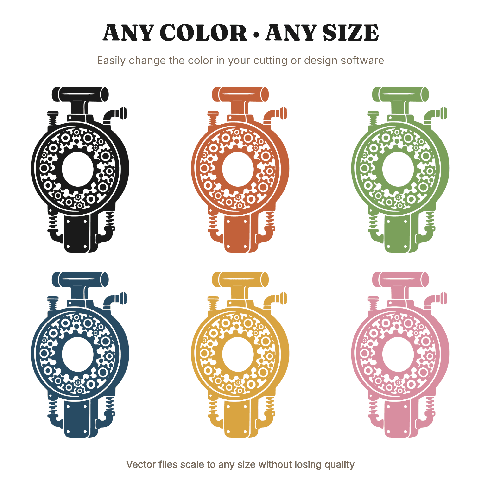 Steampunk Doughnut Cutter SVG PNG, Mechanical Gears Baker Cut File, National Doughnut Day Design — view 2
