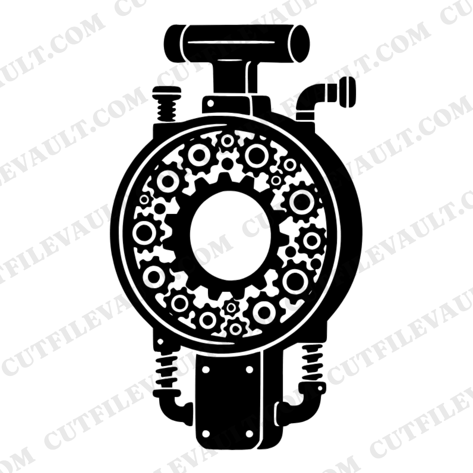 Steampunk Doughnut Cutter SVG PNG, Mechanical Gears Baker Cut File, National Doughnut Day Design — view 1
