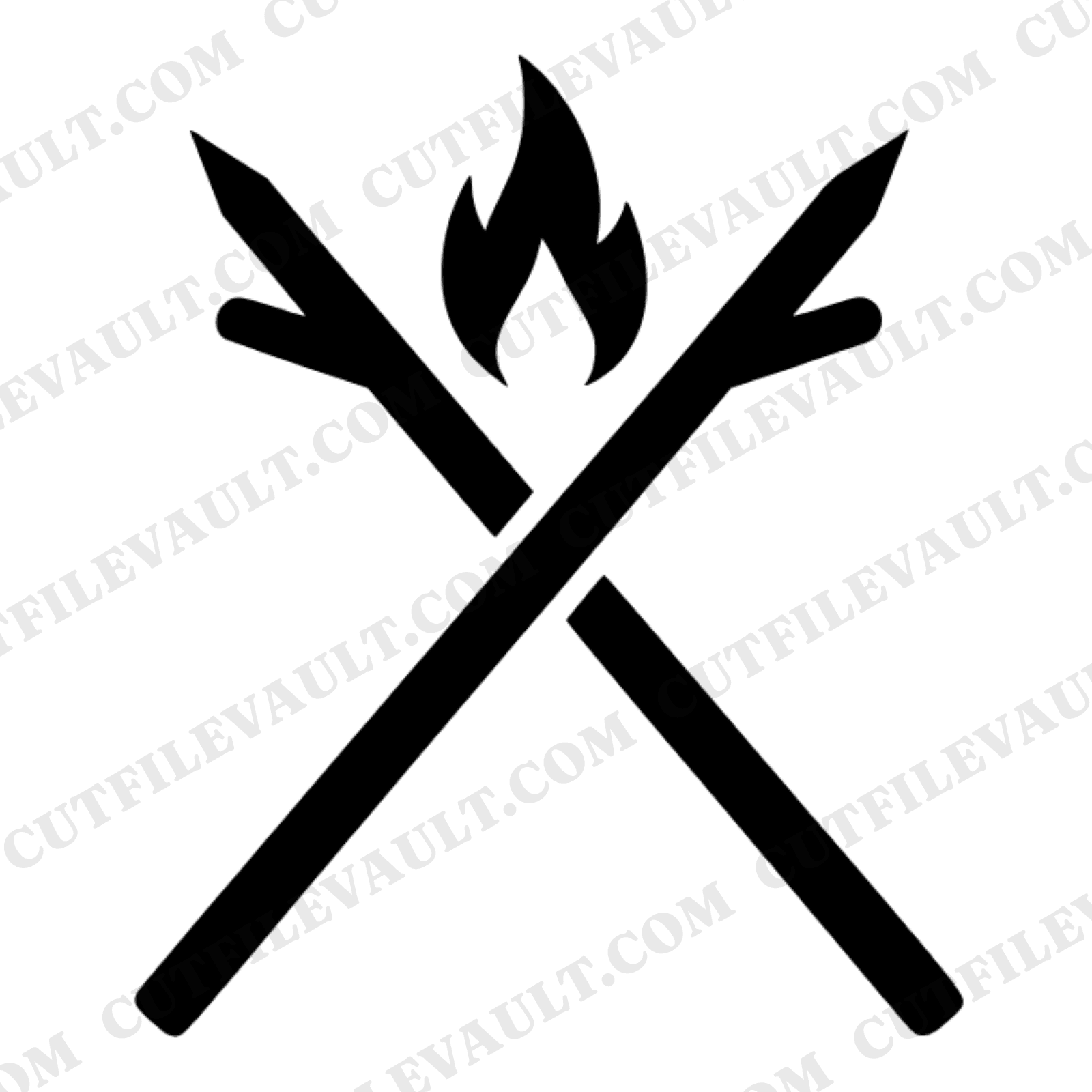 Crossed Marshmallow Roasting Sticks SVG PNG, Campfire Flame S'mores Day Cut File, Cottagecore Design — view 1
